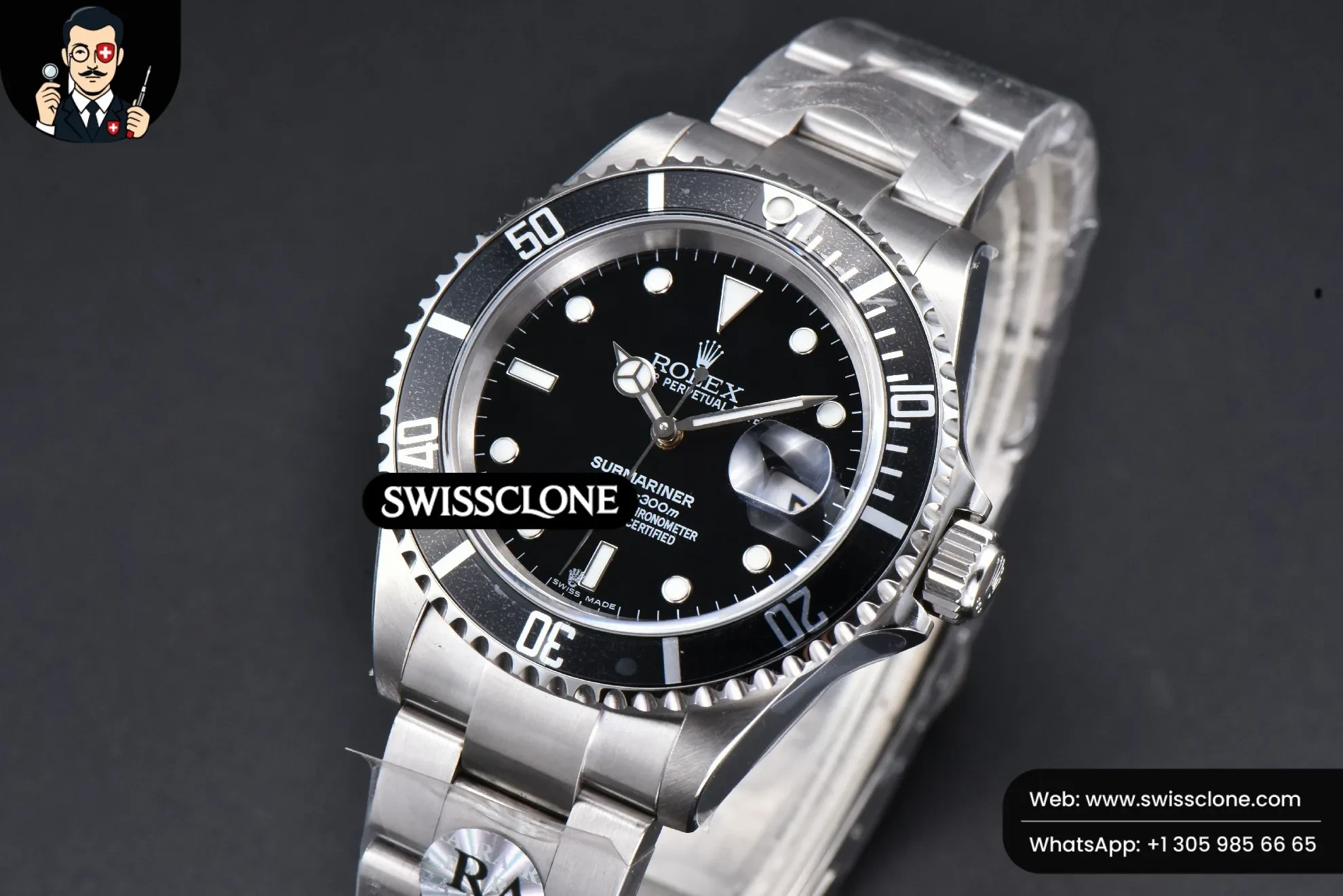 Rolex Submariner 16610 LN Black Bezel 904L 40mm RAF SH3135 No Rehaut 1:1 Super Clone - Clasp & Bracelet Finishing