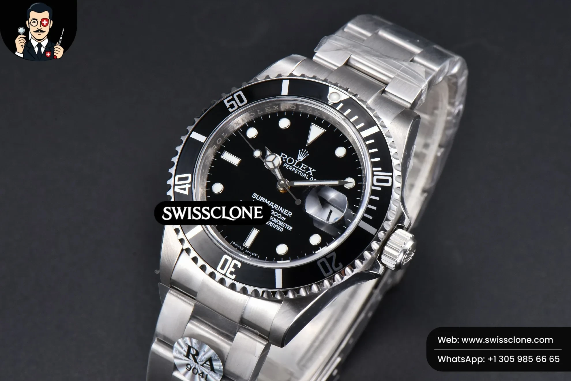 Rolex Submariner 16610 LN Black Bezel 904L 40mm RAF SH3135 Rehaut 1:1 Super Clone - Clasp & Bracelet Finishing