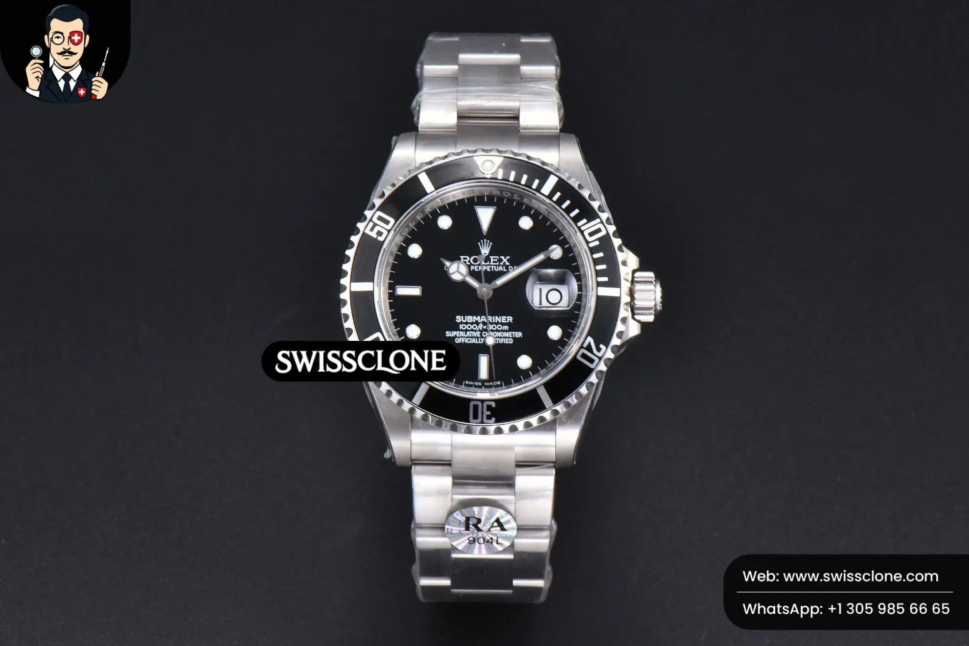 Rolex Submariner 16610 LN Black Bezel 904L 40mm RAF SH3135 Rehaut