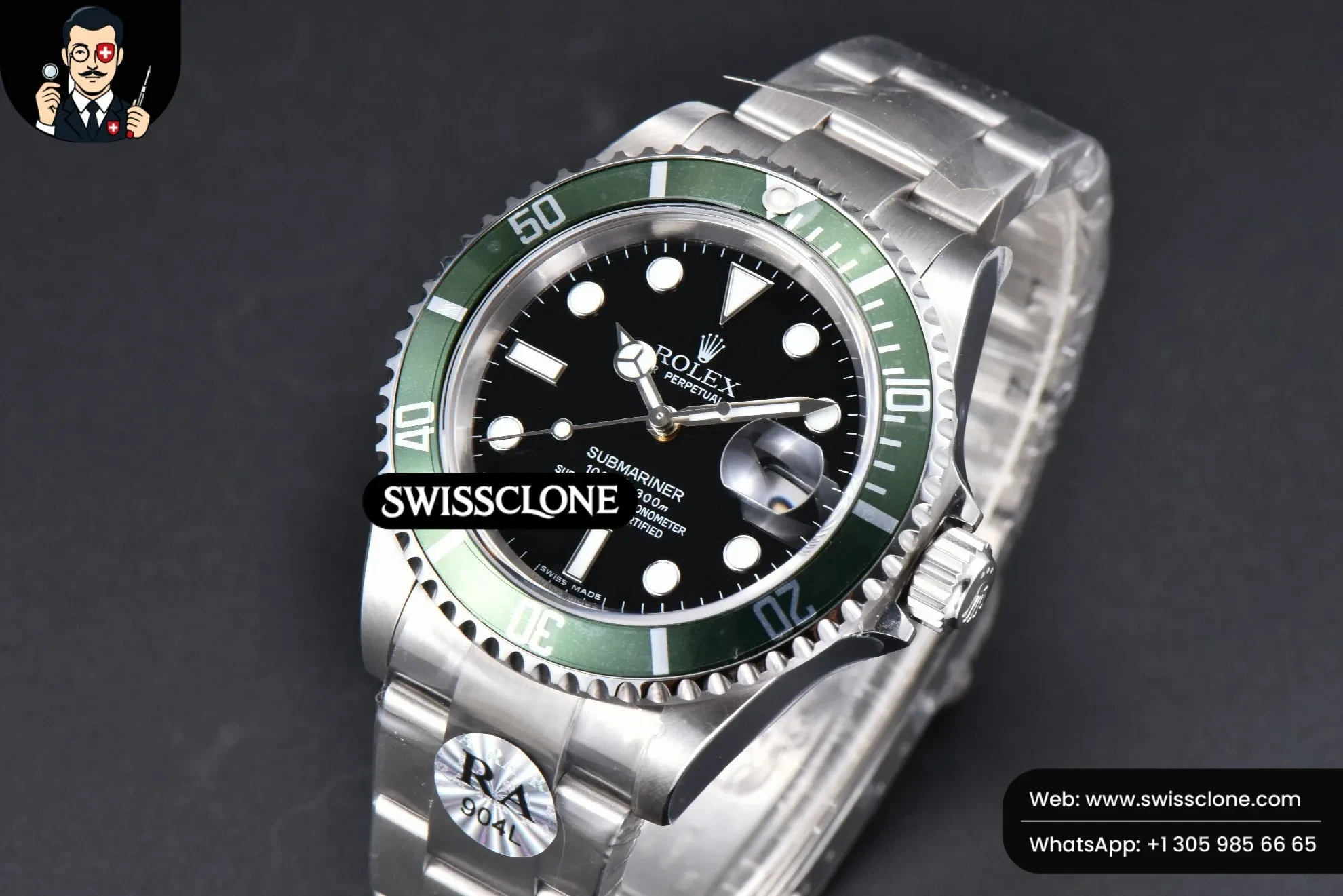 Rolex Submariner 16610 LV Green Bezel 904L 40mm RAF SH3135 No Rehaut 1:1 Super Clone - Clasp & Bracelet Finishing