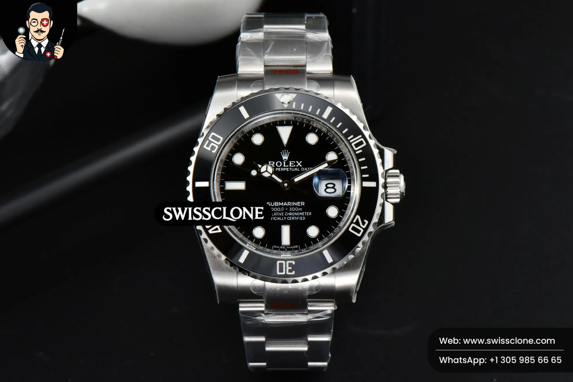 Rolex Submariner 40mm 116610 LN Black Ceramic Black Dial 3135 1:1 Super Clone - Dial Macro Close-Up