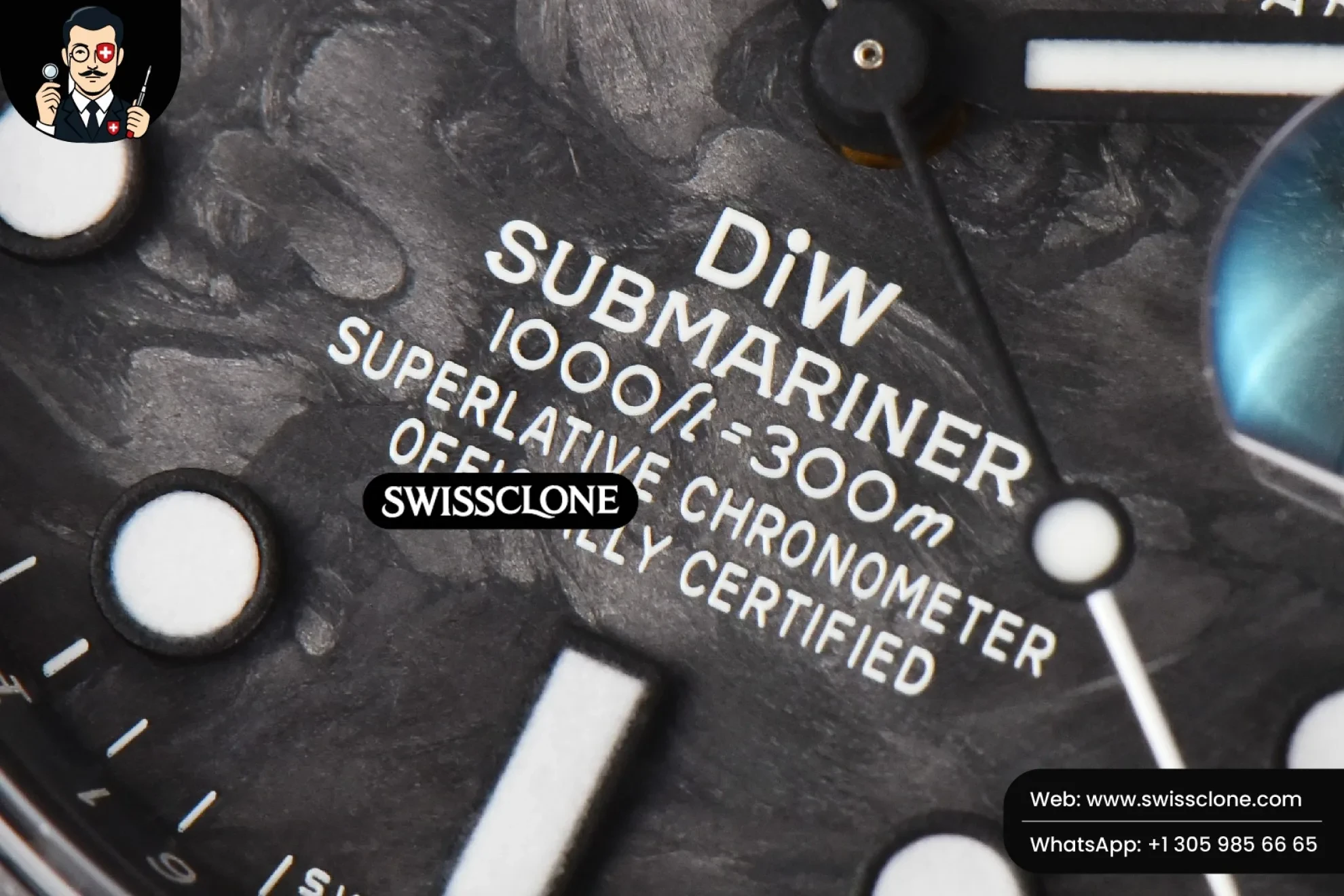 Rolex Submariner 40mm DIW Forged Carbon Black Element Nylon 1:1 Super Clone - Lateral Case Thickness Profile