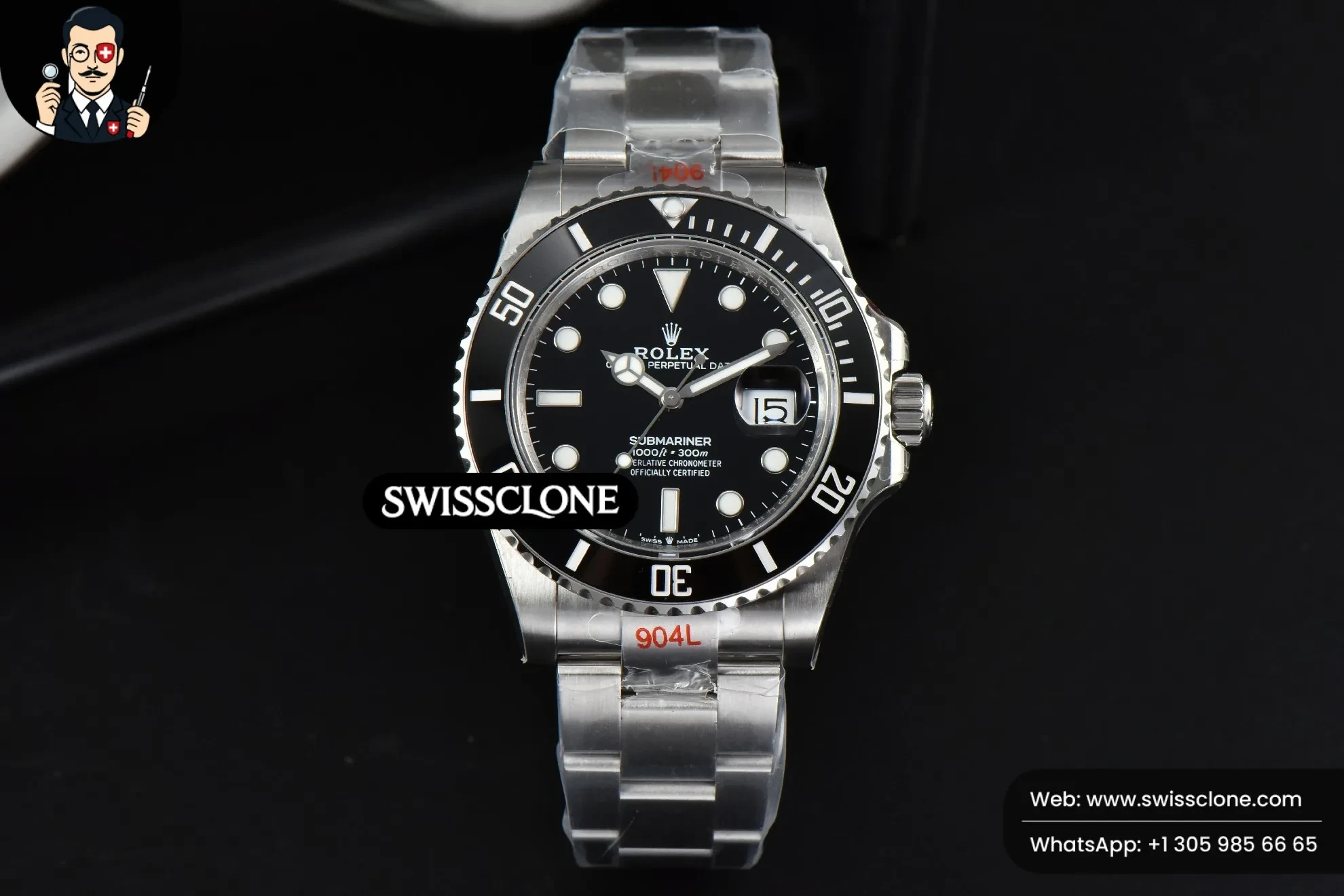 Rolex Submariner 41mm 126610 LN Black Ceramic Black Dial VR3235 1:1 Super Clone - Dial Macro Close-Up