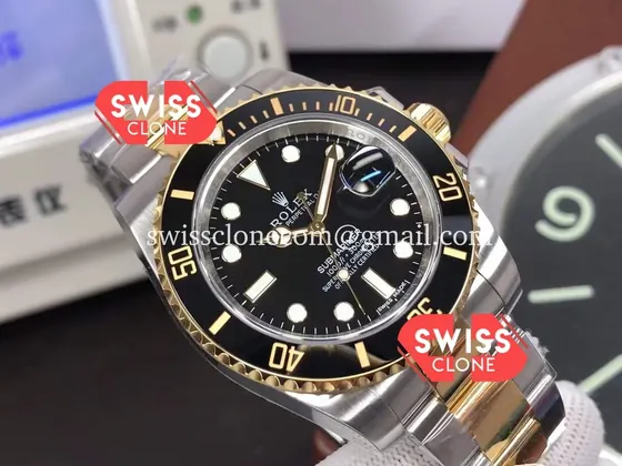 Rolex Submariner 41MM Two Tone 126613LN 904L Steel 1:1 Super Clone - Dial Macro Close-Up