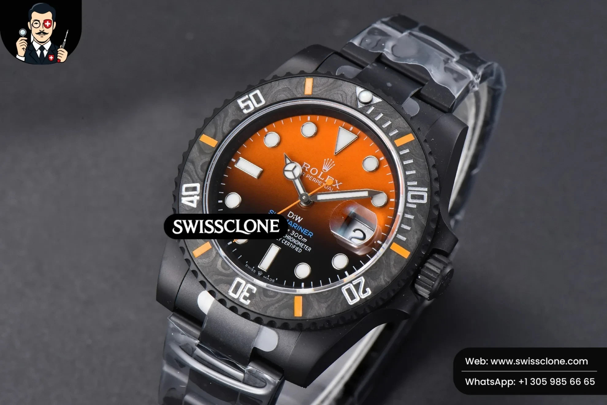 Rolex Submariner DIW DLC 41mm Orange Gradient Dial VS3135 1:1 Super Clone - Clasp & Bracelet Finishing