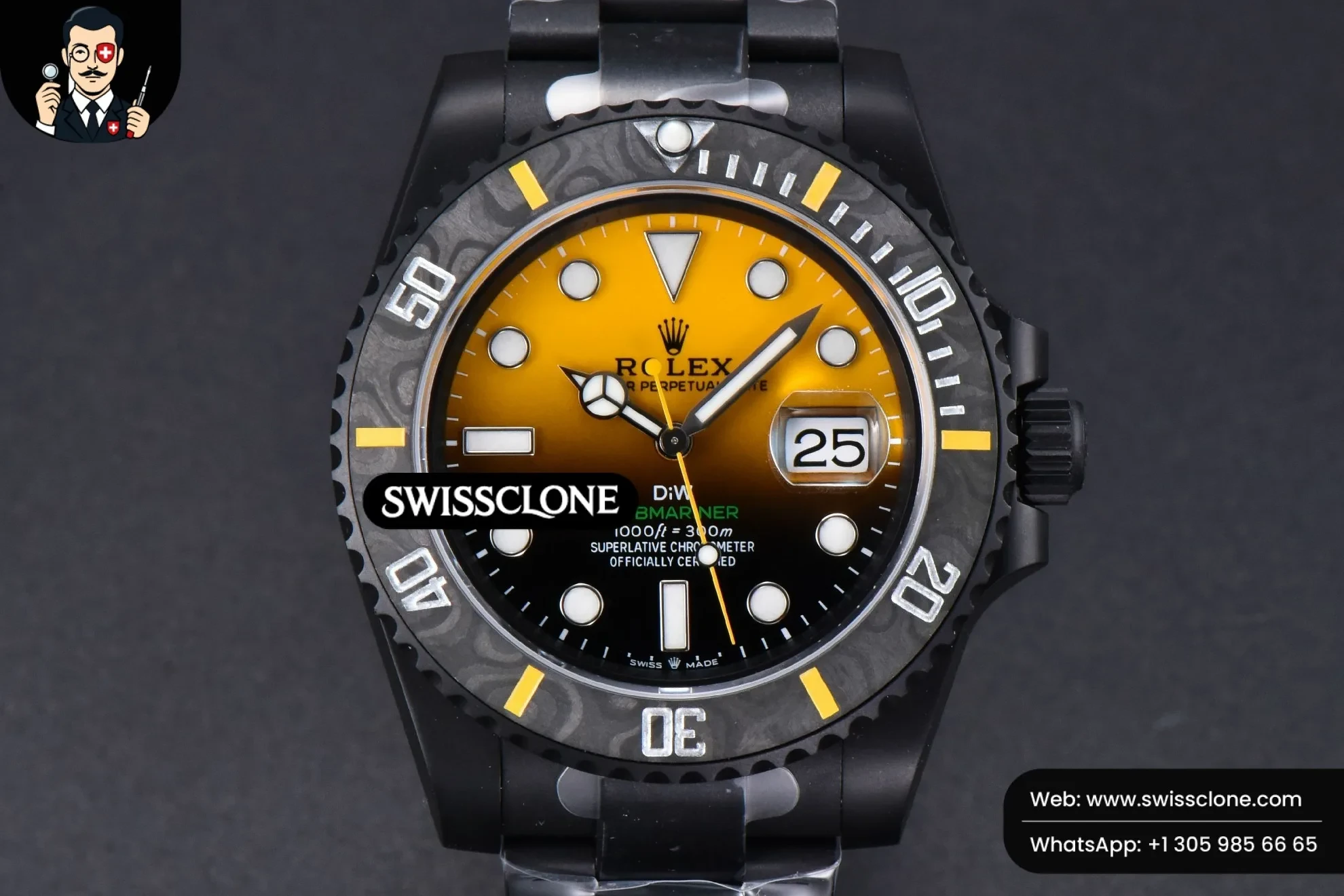 Rolex Submariner DIW DLC 41mm Yellow Gradient Dial VS3135