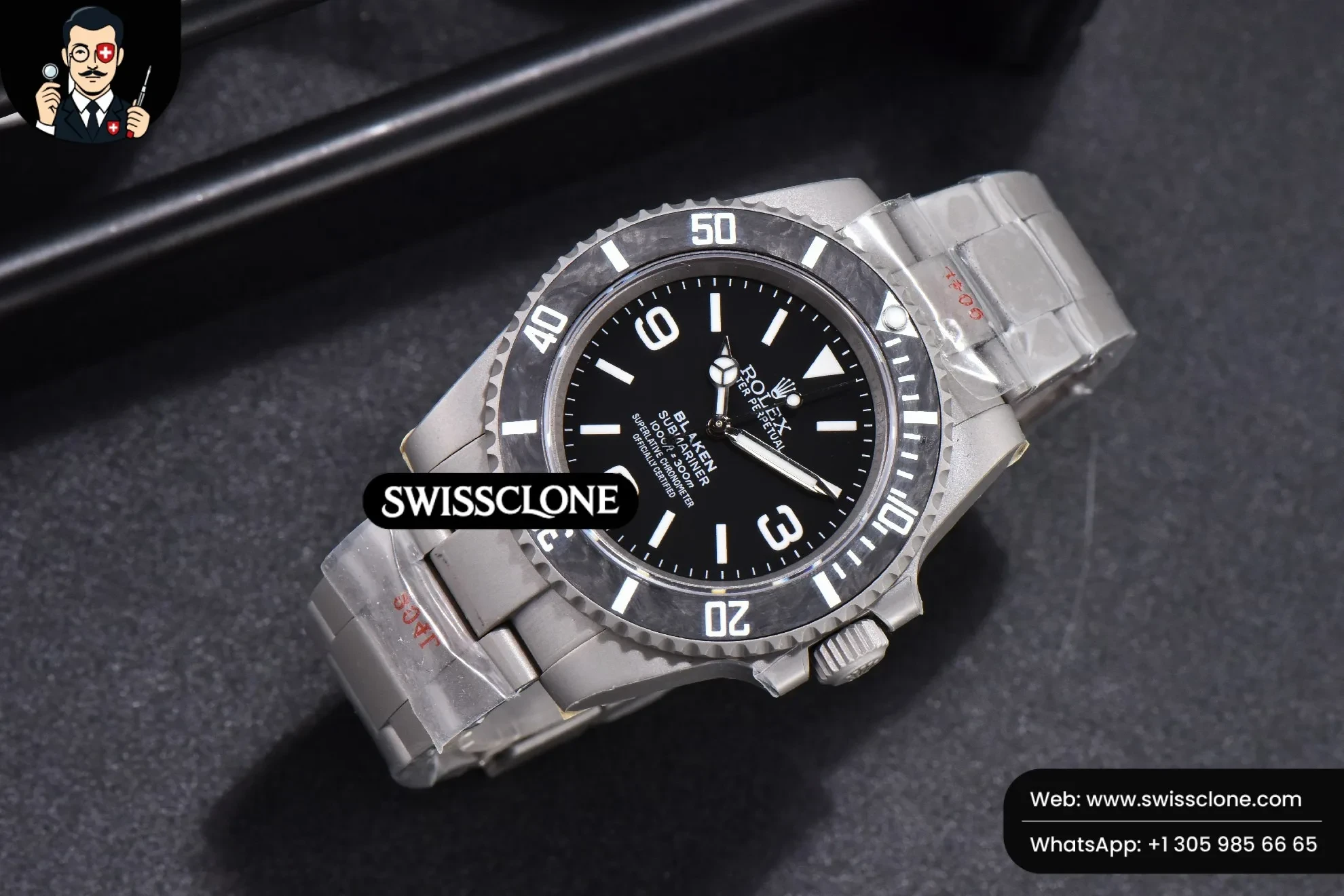 Rolex Submariner DIW Sandblasted 40mm Black Carbon Dial VS3135 1:1 Super Clone - Bezel & Case Profile