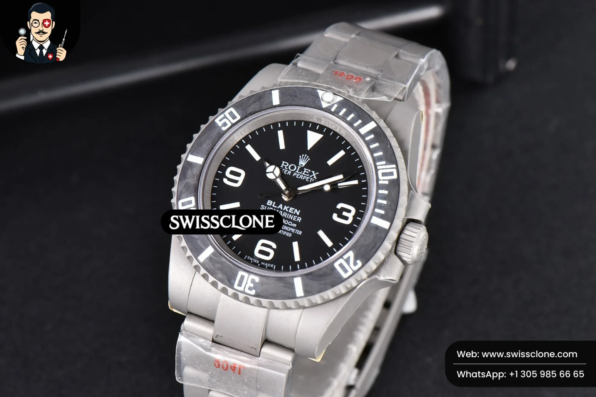 Rolex Submariner DIW Sandblasted 40mm Black Carbon Dial VS3135 1:1 Super Clone - Clasp & Bracelet Finishing