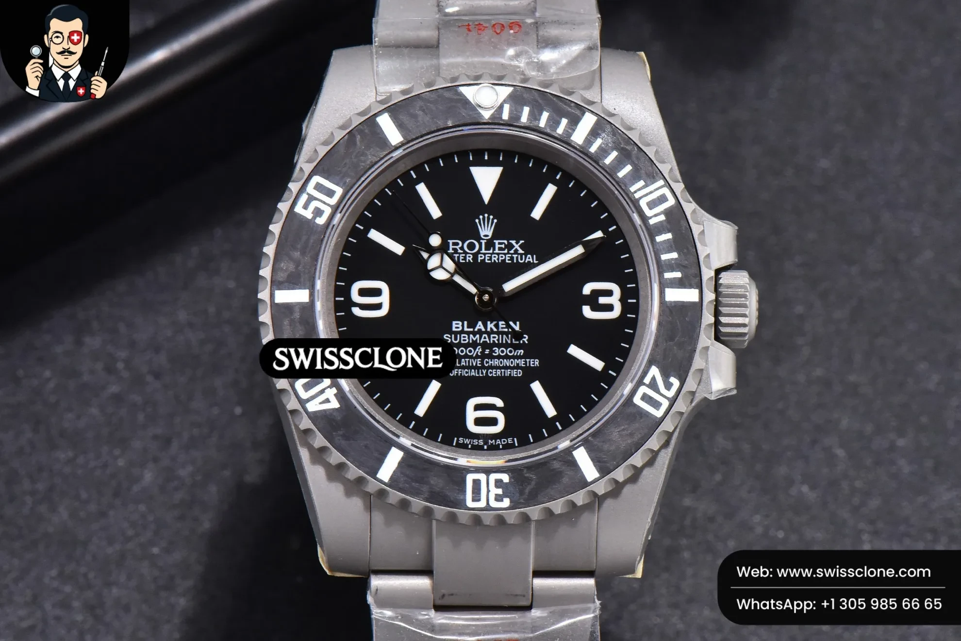 Rolex Submariner DIW Sandblasted 40mm Black Carbon Dial VS3135