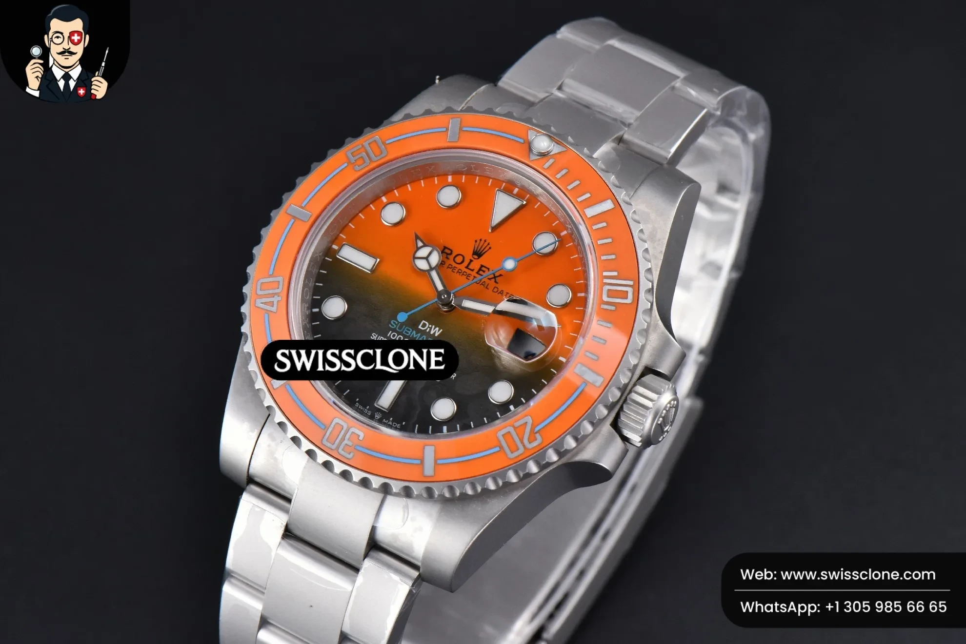 Rolex Submariner DIW Sandblasted 40mm Orange Gradient Dial VS3135 1:1 Super Clone - Clasp & Bracelet Finishing