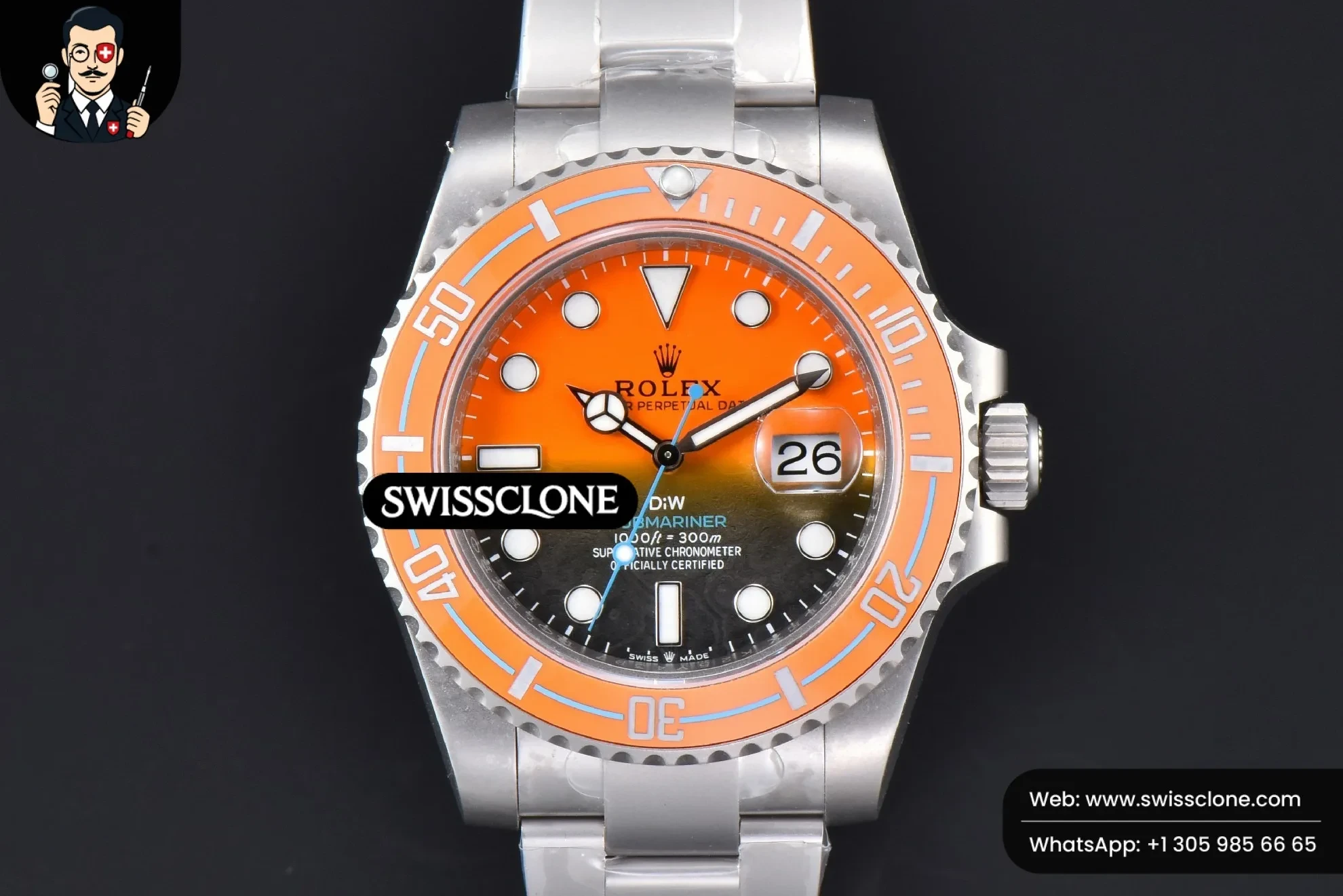 Rolex Submariner DIW Sandblasted 40mm Orange Gradient Dial VS3135