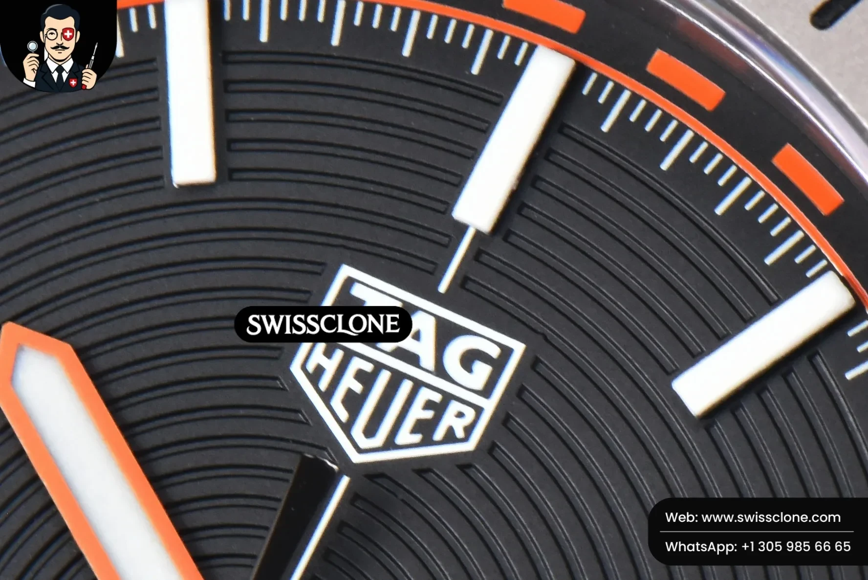 Rolex Tag Heuer Aquaracer Bamford OF 43mm Black/Orange Dial BraceletAquaracer Calibre 7 GMT OF 43mm Blue/Red Bezel Black Dial SW200 1:1 Super Clone - Caseback & Cloned Calibre Movement