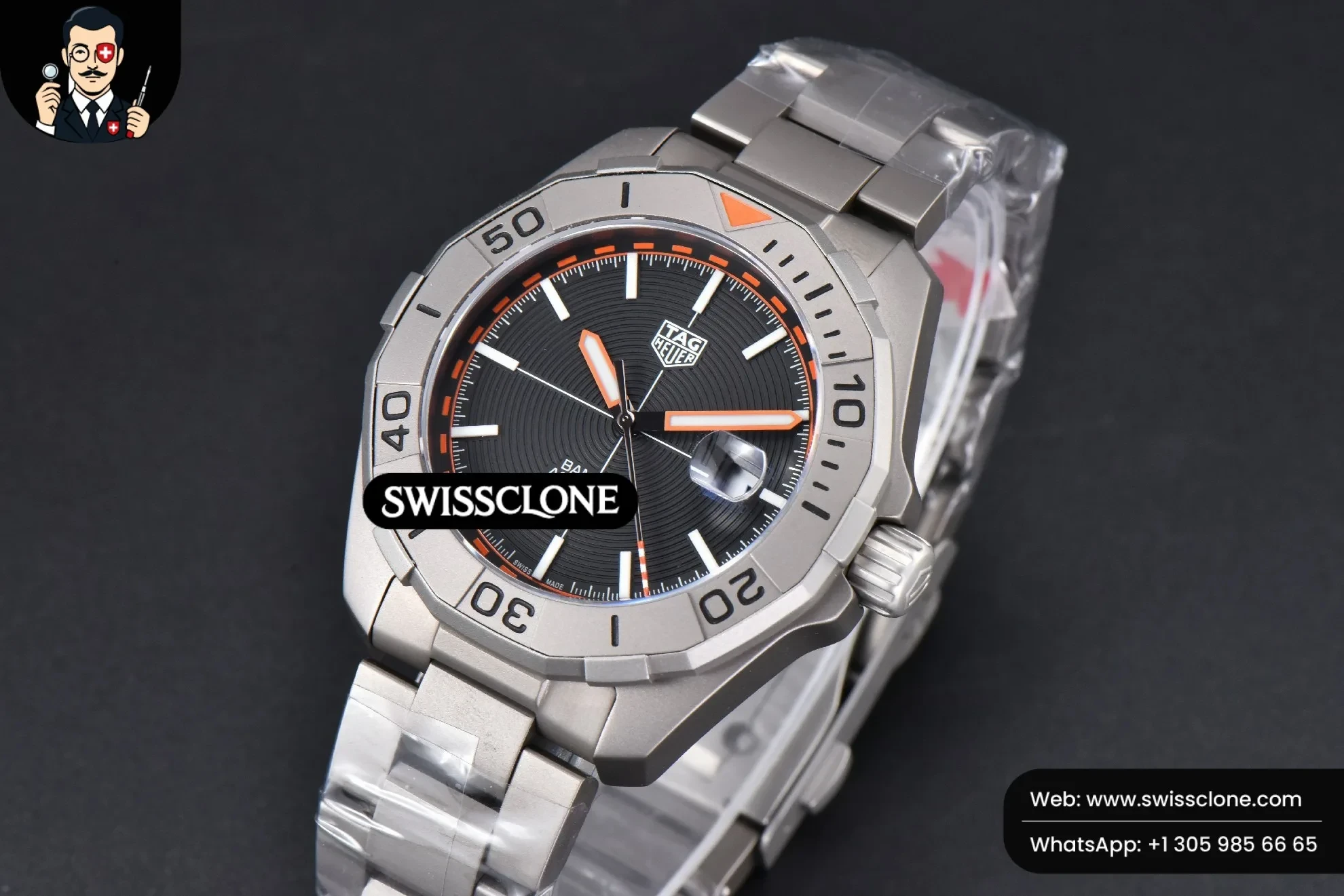 Rolex Tag Heuer Aquaracer Bamford OF 43mm Black/Orange Dial BraceletAquaracer Calibre 7 GMT OF 43mm Blue/Red Bezel Black Dial SW200 1:1 Super Clone - Clasp & Bracelet Finishing
