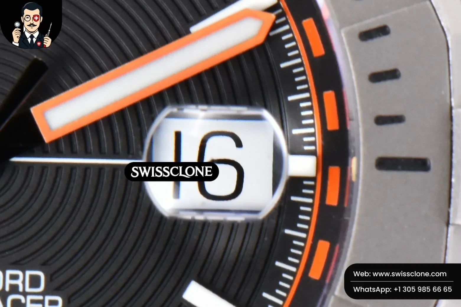 Rolex Tag Heuer Aquaracer Bamford OF 43mm Black/Orange Dial BraceletAquaracer Calibre 7 GMT OF 43mm Blue/Red Bezel Black Dial SW200 1:1 Super Clone - On-Wrist Presence View