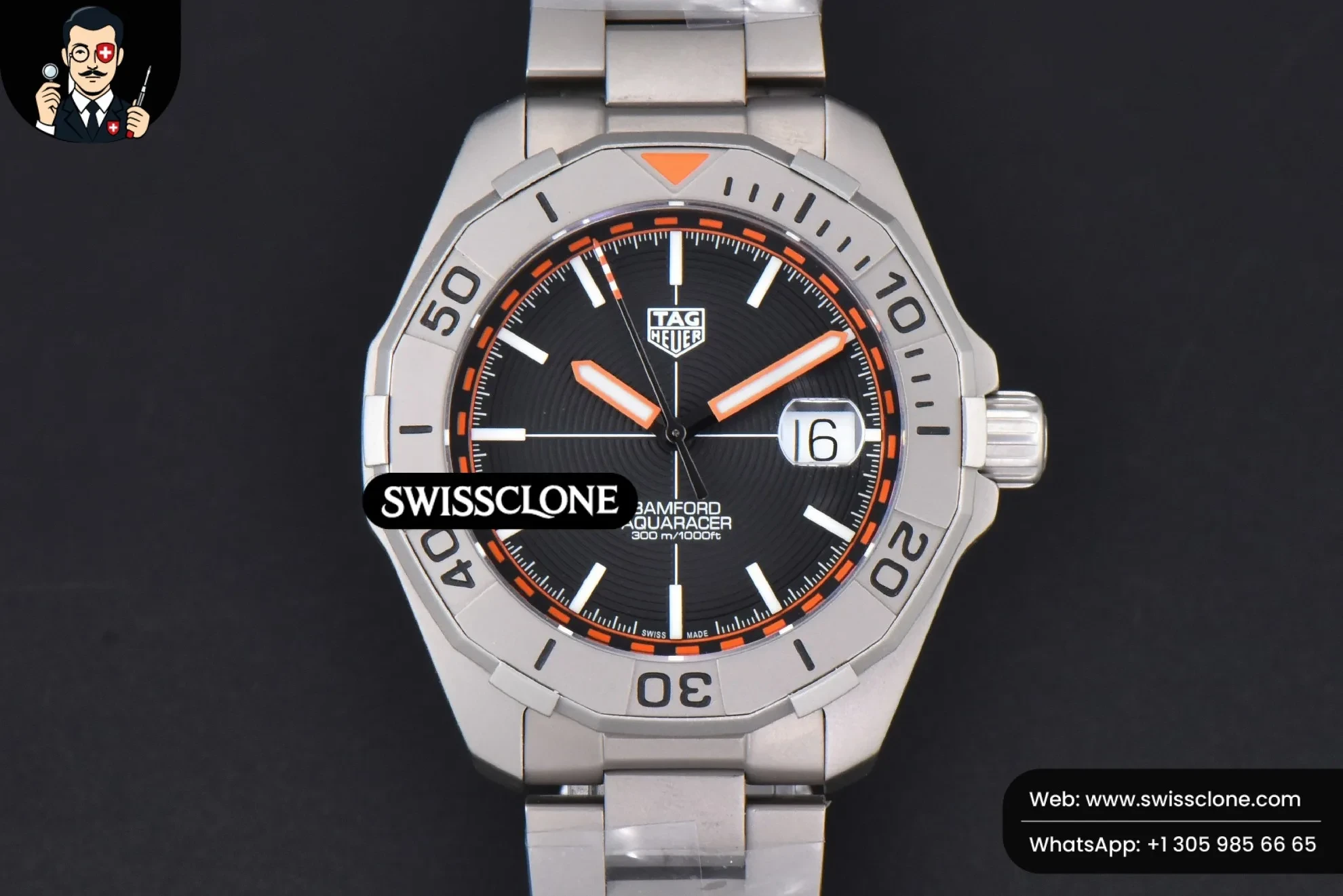 Tag Heuer Aquaracer Bamford OF 43mm Black/Orange Dial BraceletAquaracer Calibre 7 GMT OF 43mm Blue/Red Bezel Black Dial SW200