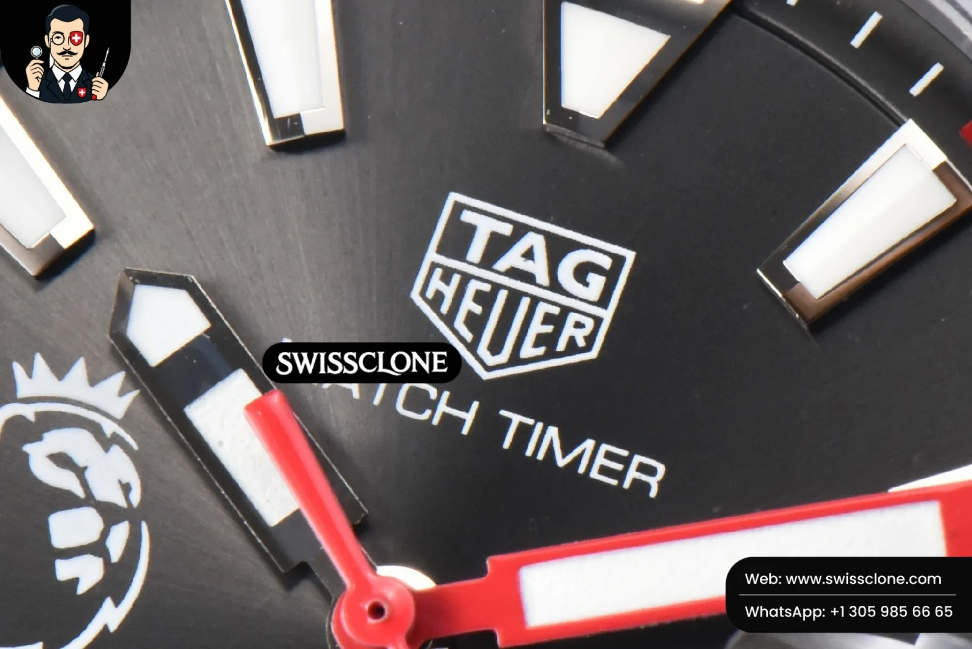 Rolex Tag Heuer Aquaracer Caliber 5 43mm OF Black ‘Lion’ Dial Red Hand SW200 1:1 Super Clone Det - Caseback & Cloned Calibre Movement