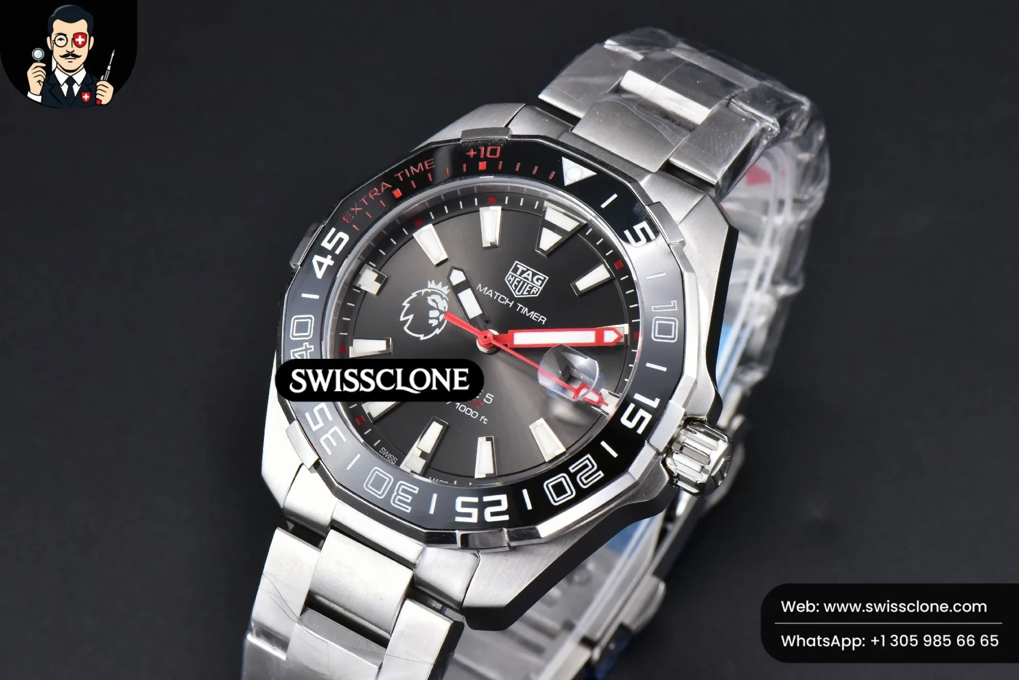 Rolex Tag Heuer Aquaracer Caliber 5 43mm OF Black ‘Lion’ Dial Red Hand SW200 1:1 Super Clone Det - Clasp & Bracelet Finishing