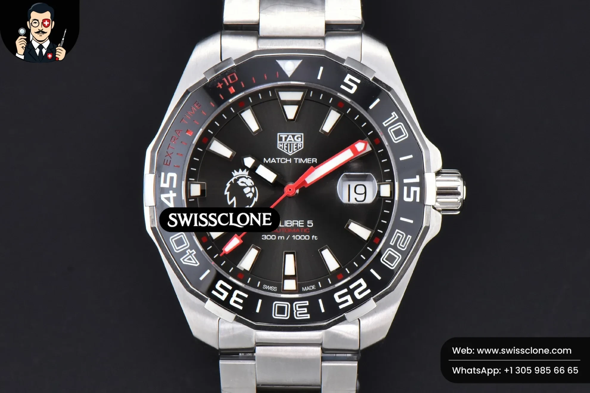 Tag Heuer Aquaracer Caliber 5 43mm OF Black ‘Lion’ Dial Red Hand SW200