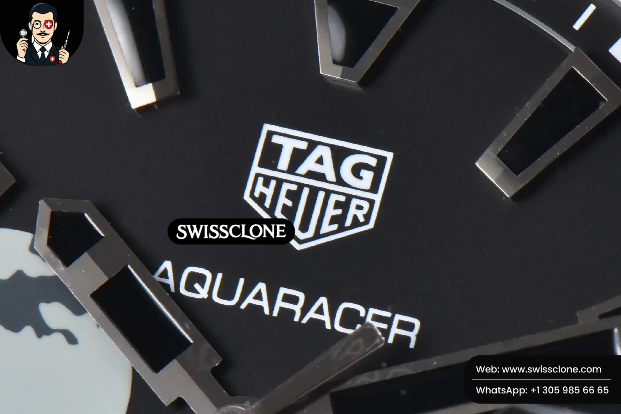 Rolex Tag Heuer Aquaracer Caliber 5 43mm OF Black Moon Dial Black Nylon SW200 1:1 Super Clone - Bezel & Case Profile