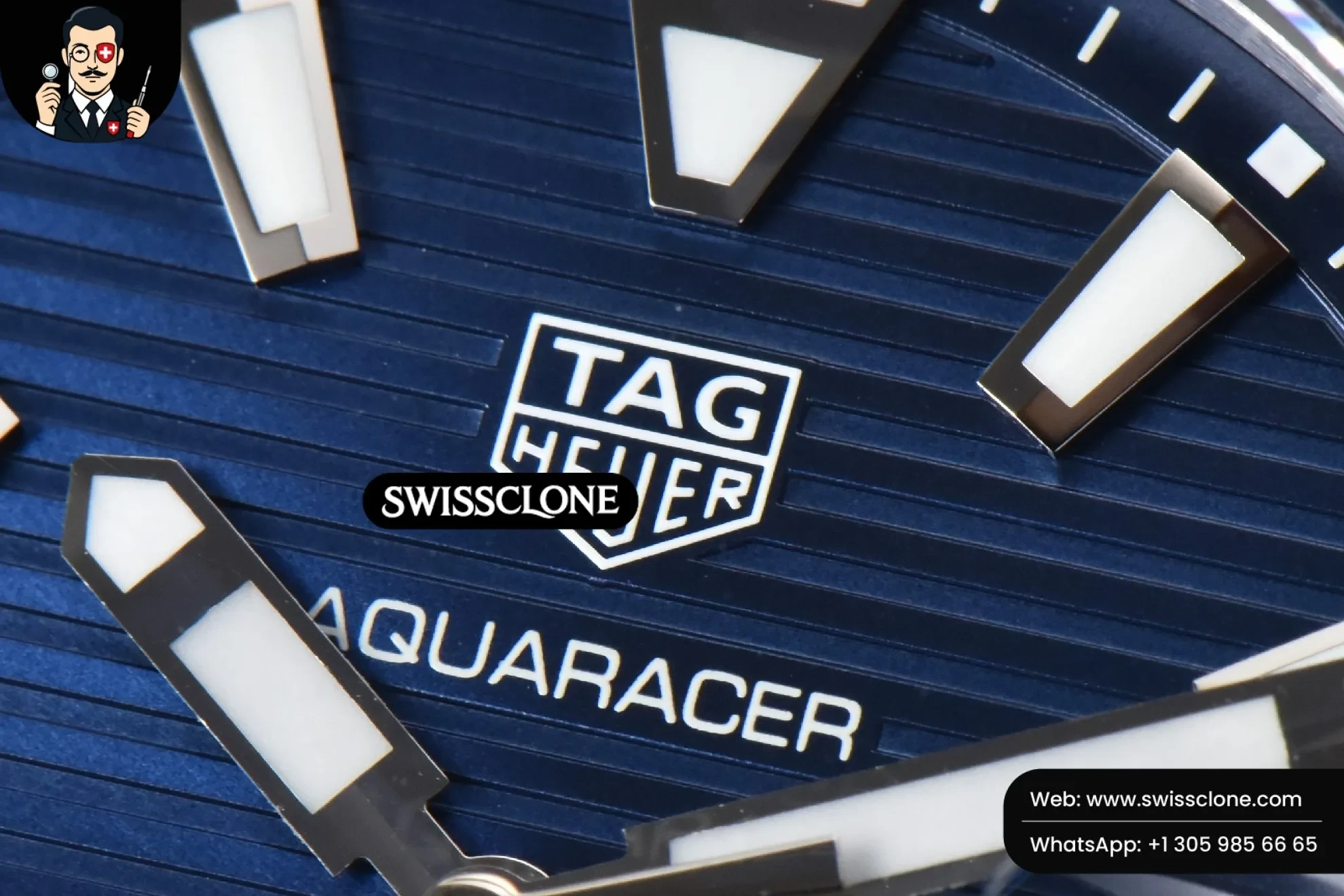 Rolex Tag Heuer Aquaracer Caliber 5 43mm OF Dark Blue Dial Blue Rubber SW200 1:1 Super Clone - Clasp & Bracelet Finishing