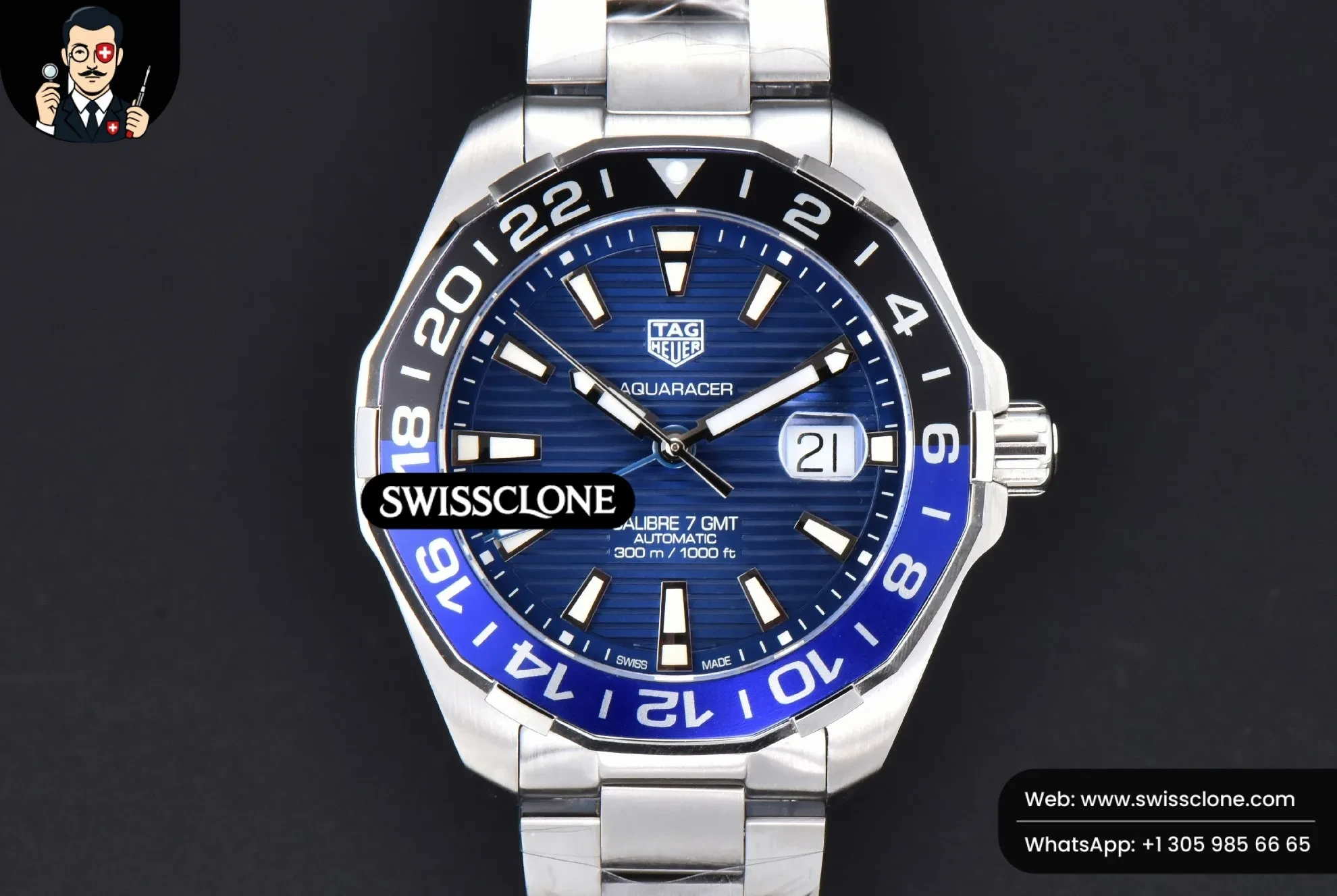 Tag Heuer Aquaracer Caliber 5 GMT 43mm OF Blue/Black Bezel Blue Dial SW200