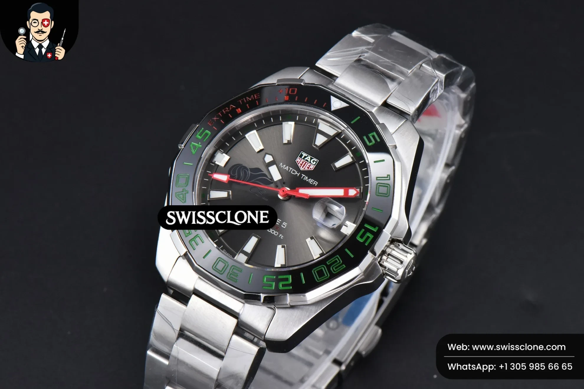 Rolex Tag Heuer Aquaracer Calibre 5 GMT OF 43mm Green/Red Bezel Black Dial SW200 1:1 Super Clone - Clasp & Bracelet Finishing