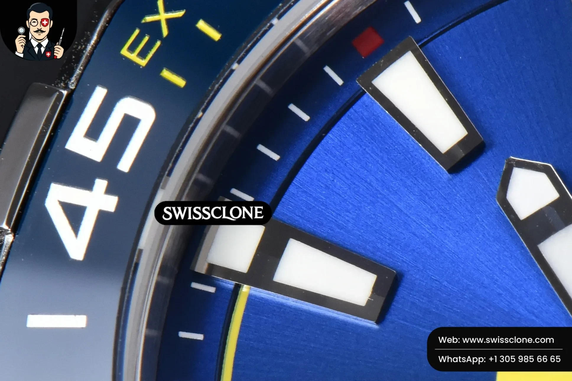 Rolex Tag Heuer Aquaracer Calibre 5 OF 43mm Blue Dial Blue Bezel Yellow Hands SW200 1:1 Super Clone - Lateral Case Thickness Profile