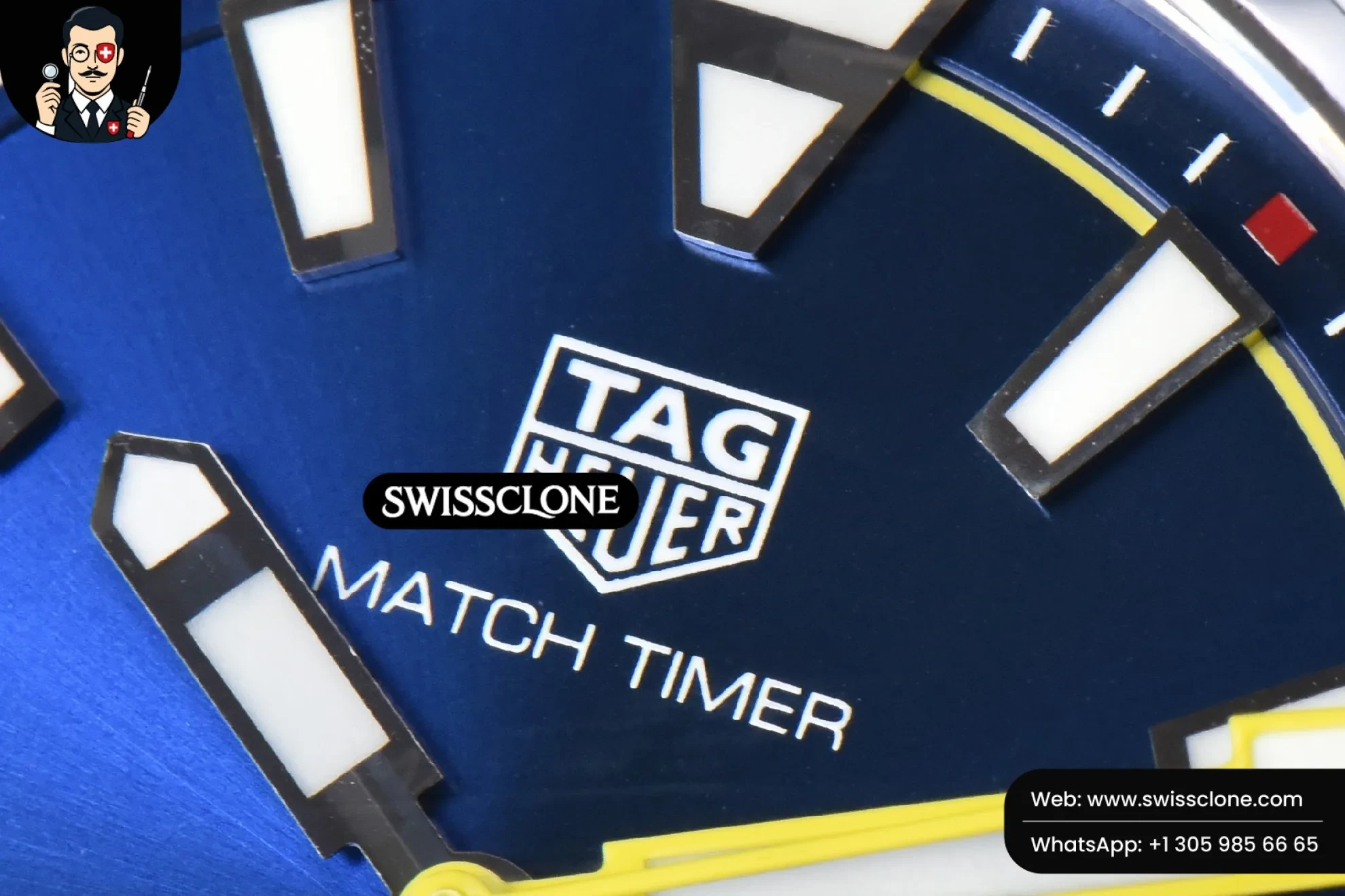Rolex Tag Heuer Aquaracer Calibre 5 OF 43mm Blue Dial Blue Bezel Yellow Hands SW200 1:1 Super Clone - Caseback & Cloned Calibre Movement