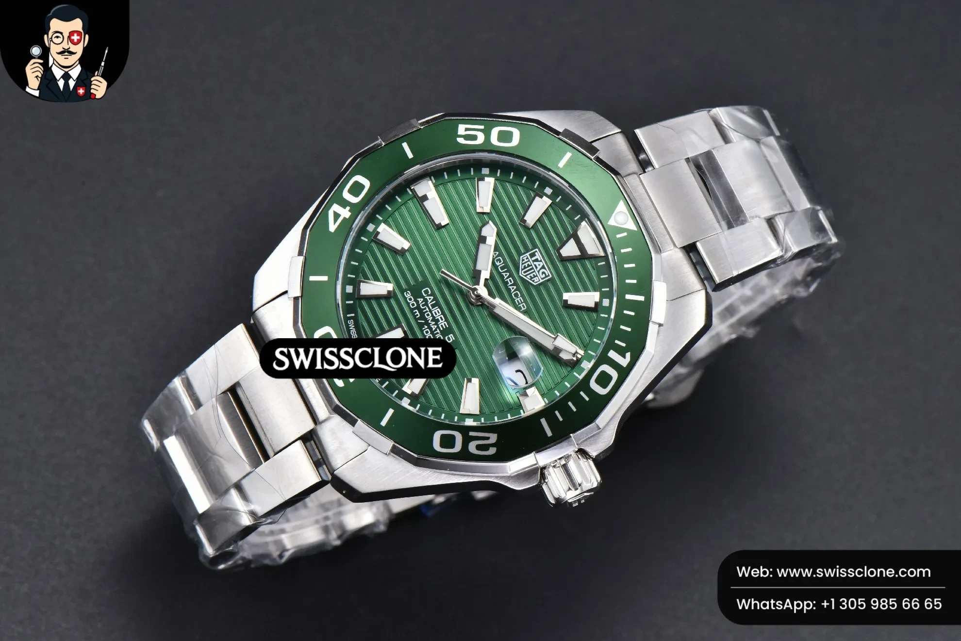 Rolex TAG Heuer Aquaracer Calibre 5 OF 43mm Green Dial Green Bezel SW200 1:1 Super Clone - Bezel & Case Profile