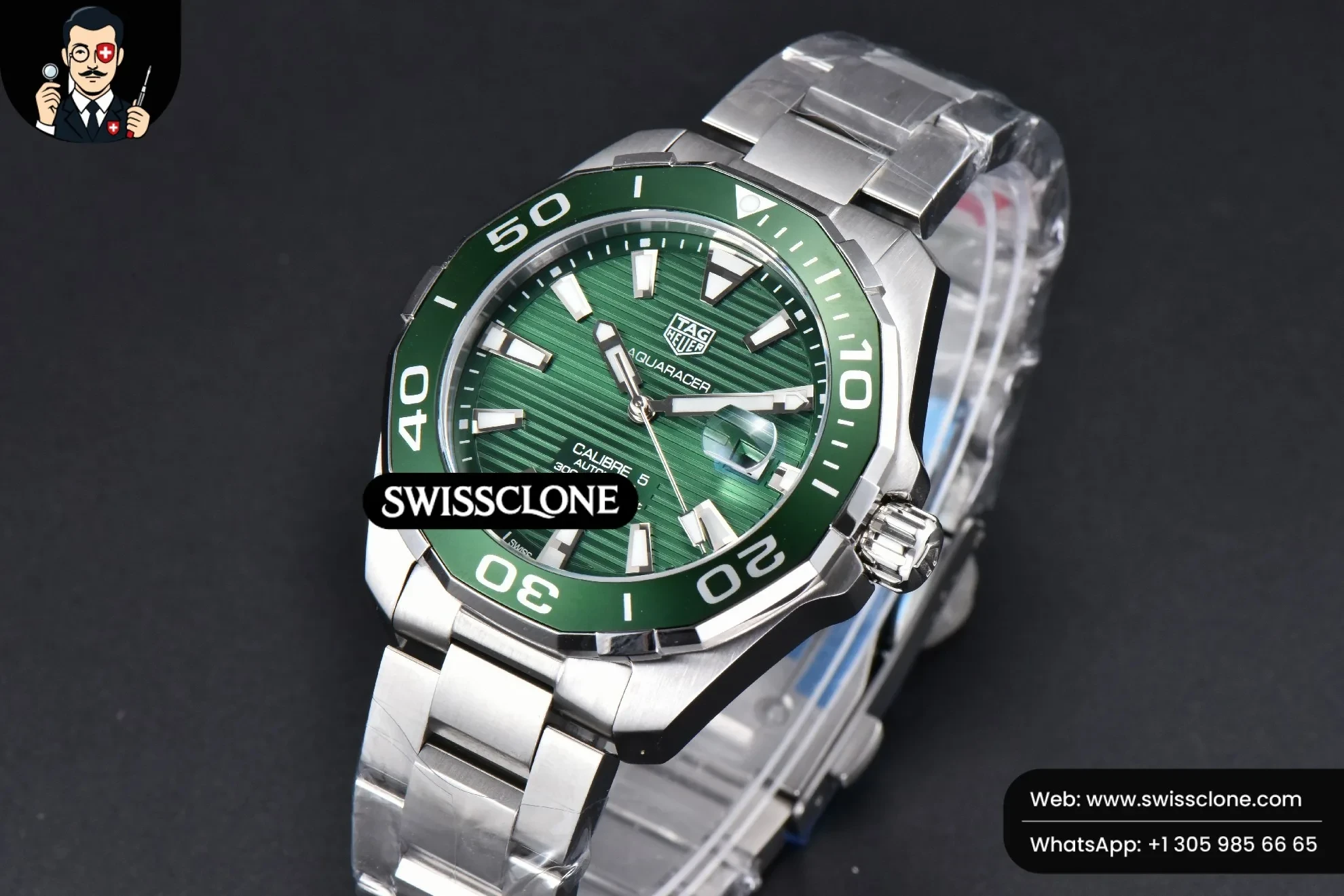 Rolex TAG Heuer Aquaracer Calibre 5 OF 43mm Green Dial Green Bezel SW200 1:1 Super Clone - Clasp & Bracelet Finishing