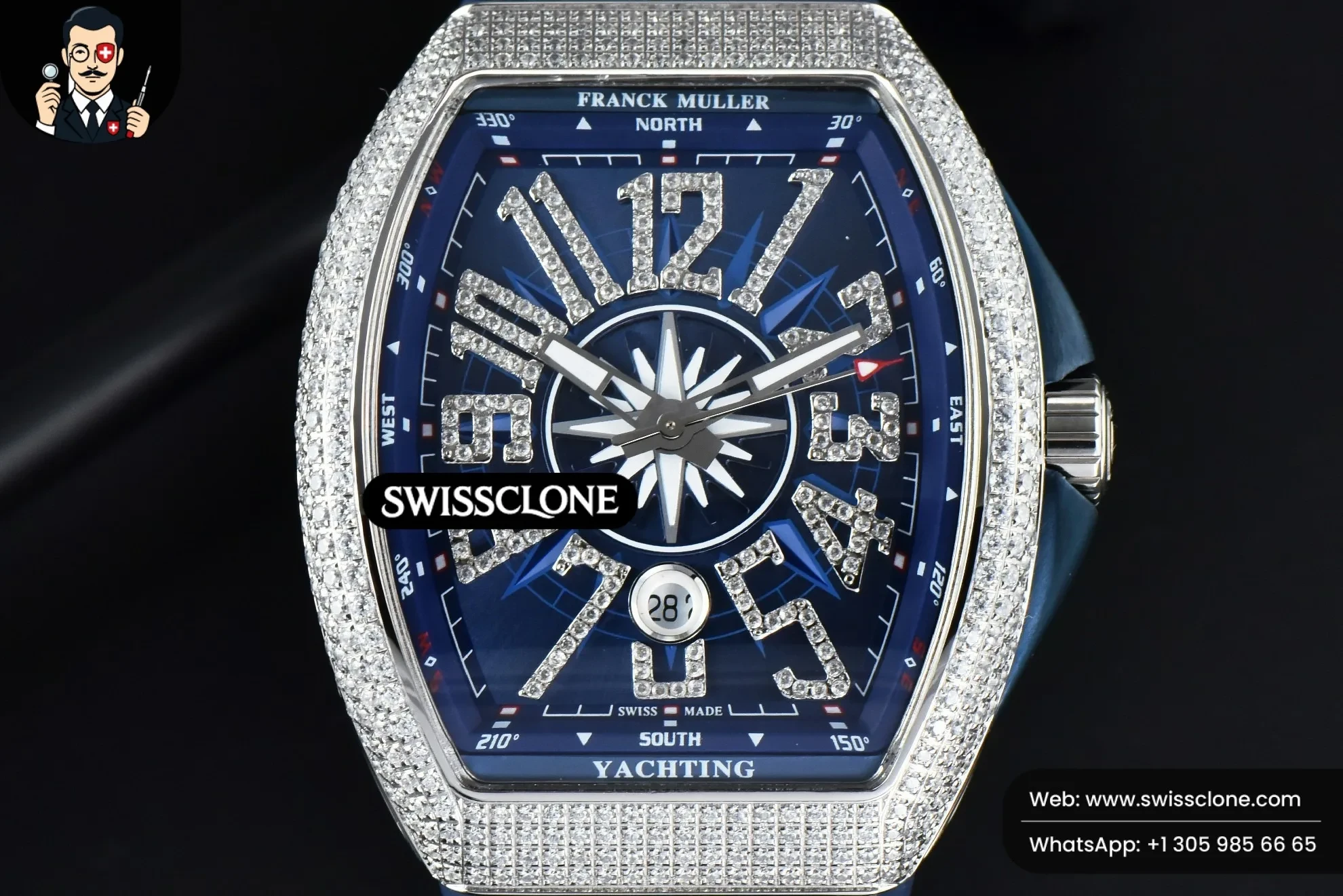 Vanguard V45 45mm ABF Diamond Blue Dial Blue Rubber 9015