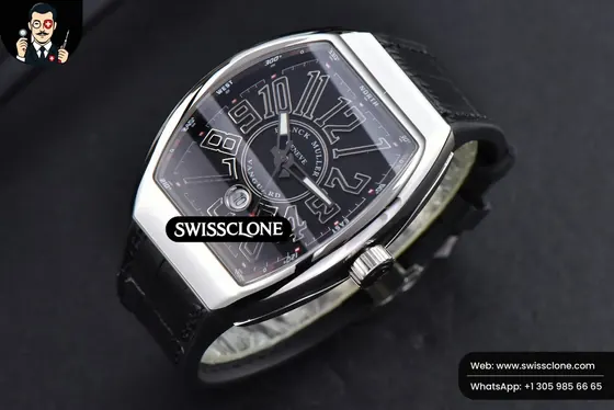 Rolex Vanguard V45 45mm Black Textured Dial Black Leather 9015 1:1 Super Clone - On-Wrist Presence View