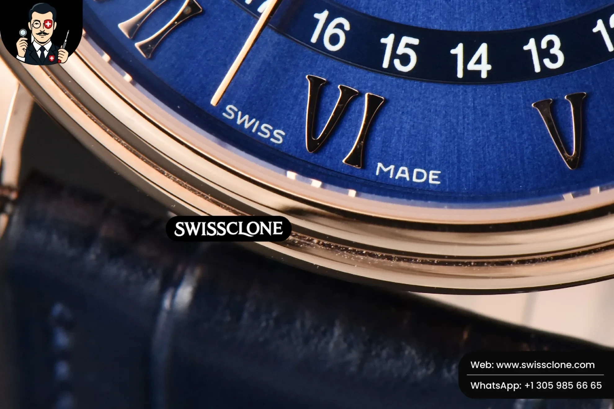 Rolex Villeret 6654 40mm Complicated Function OMF Blue Dial Black Leather 1:1 Super Clone - Lateral Case Thickness Profile