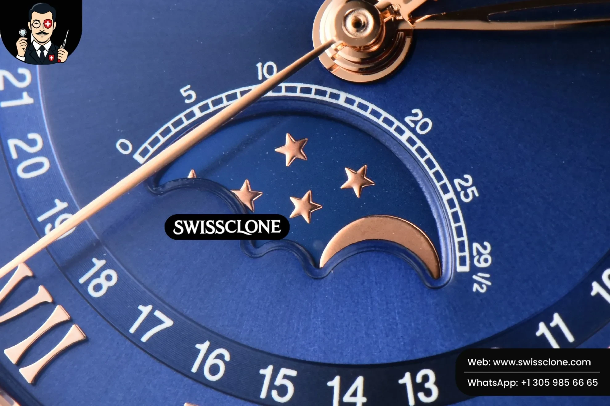 Rolex Villeret 6654 40mm Complicated Function OMF Blue Dial Black Leather 1:1 Super Clone - On-Wrist Presence View