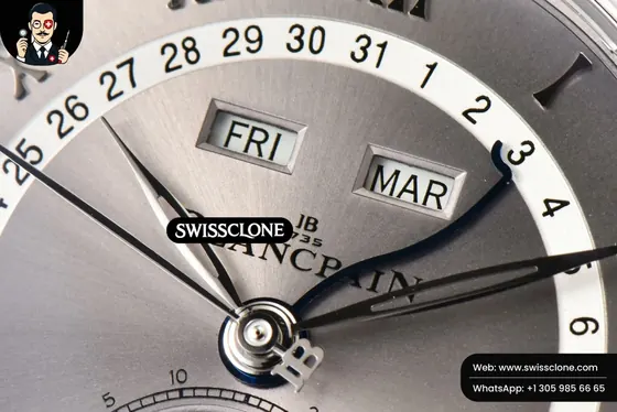Rolex Villeret 6654 40mm Complicated Function OMF Silver Dial Black Leather 1:1 Super Clone - Clasp & Bracelet Finishing