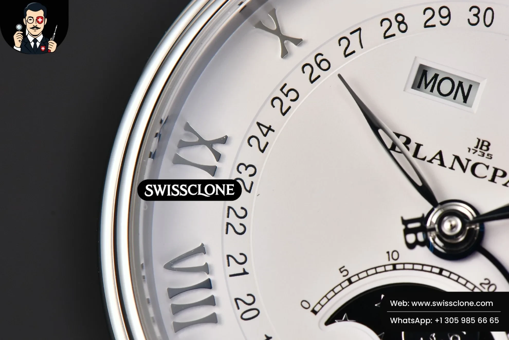 Rolex Villeret 6654 40mm Complicated Function OMF White Dial Black Leather 1:1 Super Clone - Caseback & Cloned Calibre Movement