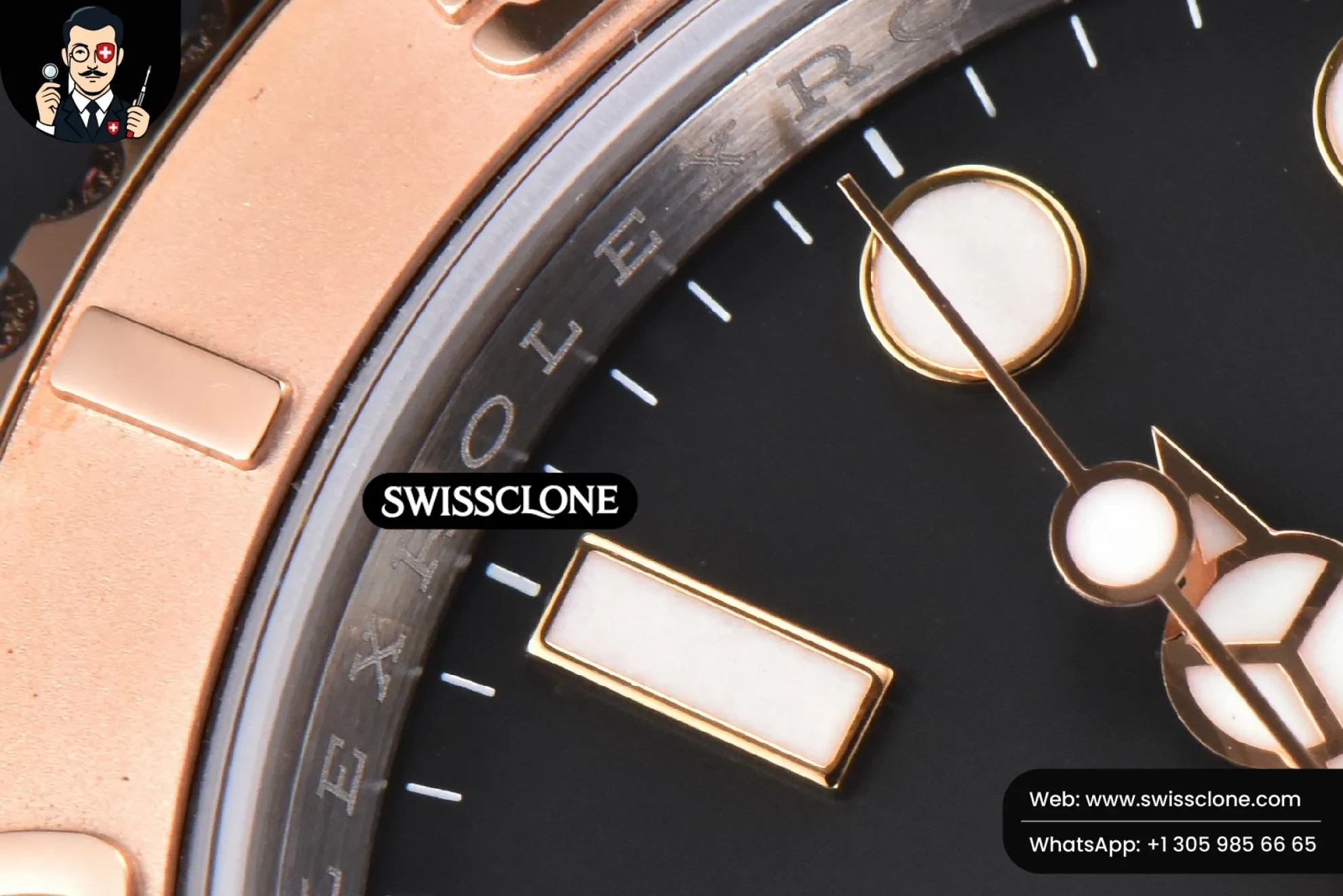 Rolex Yacht Master 116621 40mm RG/SS Black Dial RG/SS VS3135 1:1 Super Clone - Lateral Case Thickness Profile