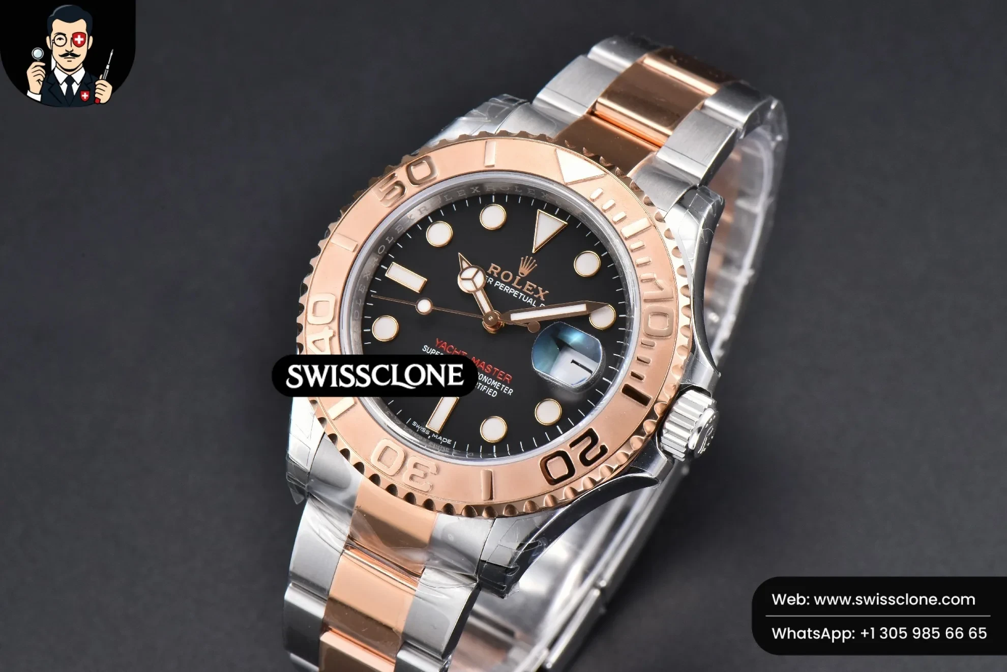 Rolex Yacht Master 116621 40mm RG/SS Black Dial RG/SS VS3135 1:1 Super Clone - Clasp & Bracelet Finishing