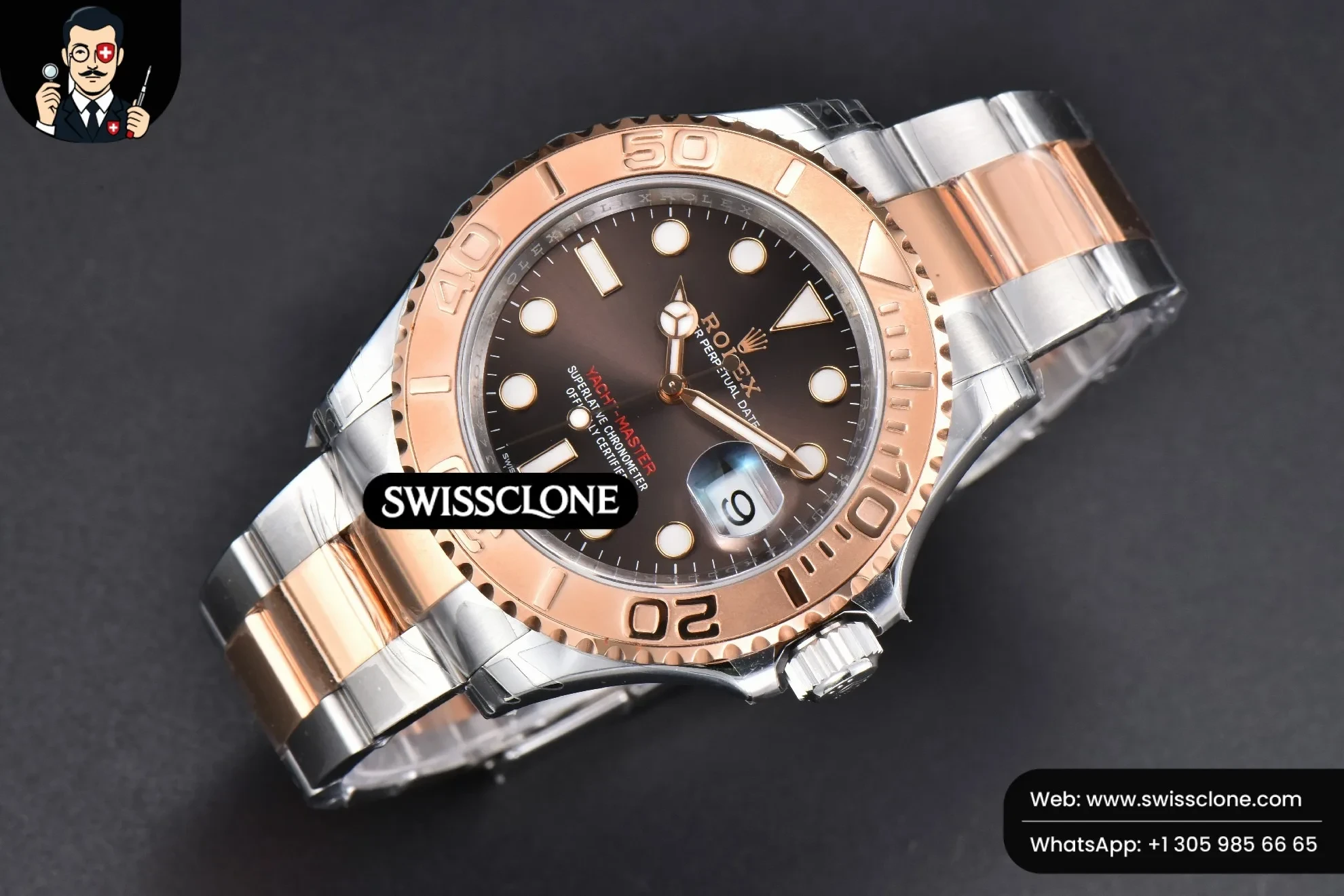 Rolex Yacht Master 116621 40mm RG/SS Brown Dial RG/SS VS3135 1:1 Super Clone - Bezel & Case Profile