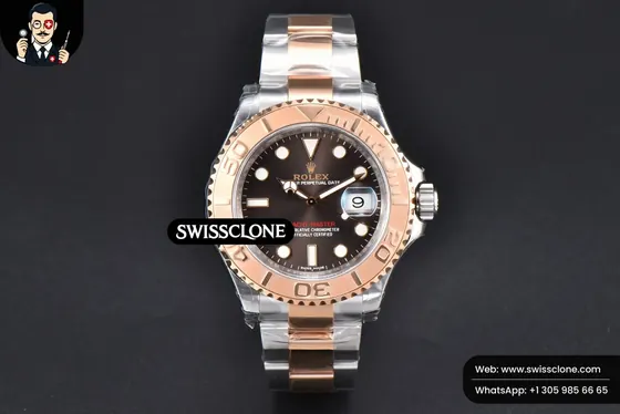 Rolex Yacht Master 116621 RG/SS 40mm Brown Dial RG/SS VS3135 1:1 Super Clone - Dial Macro Close-Up