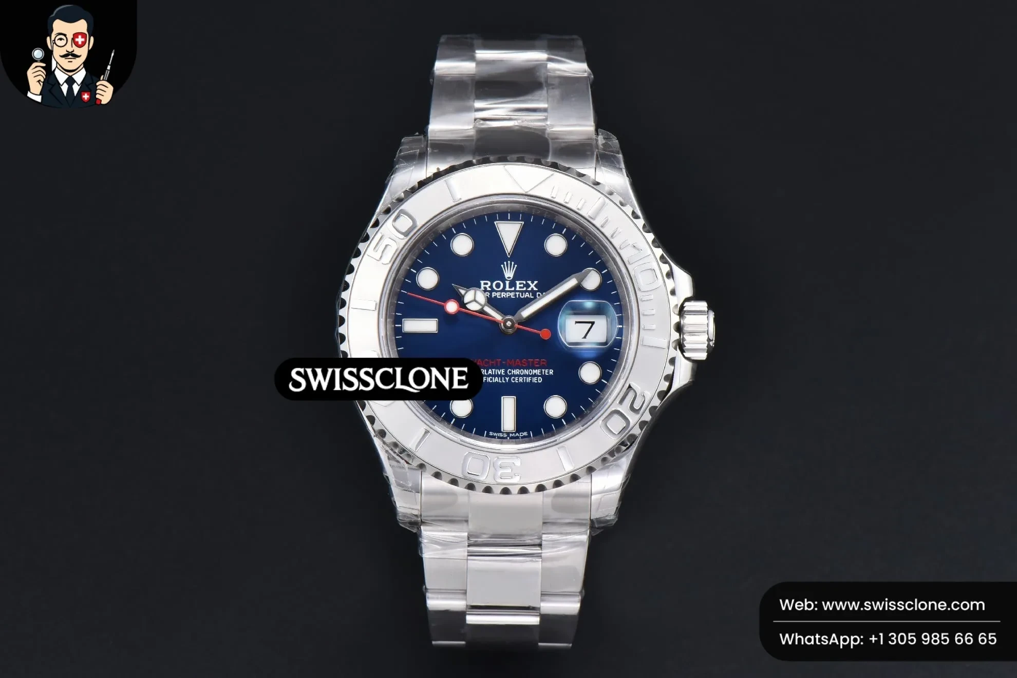 Rolex Yacht Master 116622 40mm Blue Dial VS3135 1:1 Super Clone - Dial Macro Close-Up