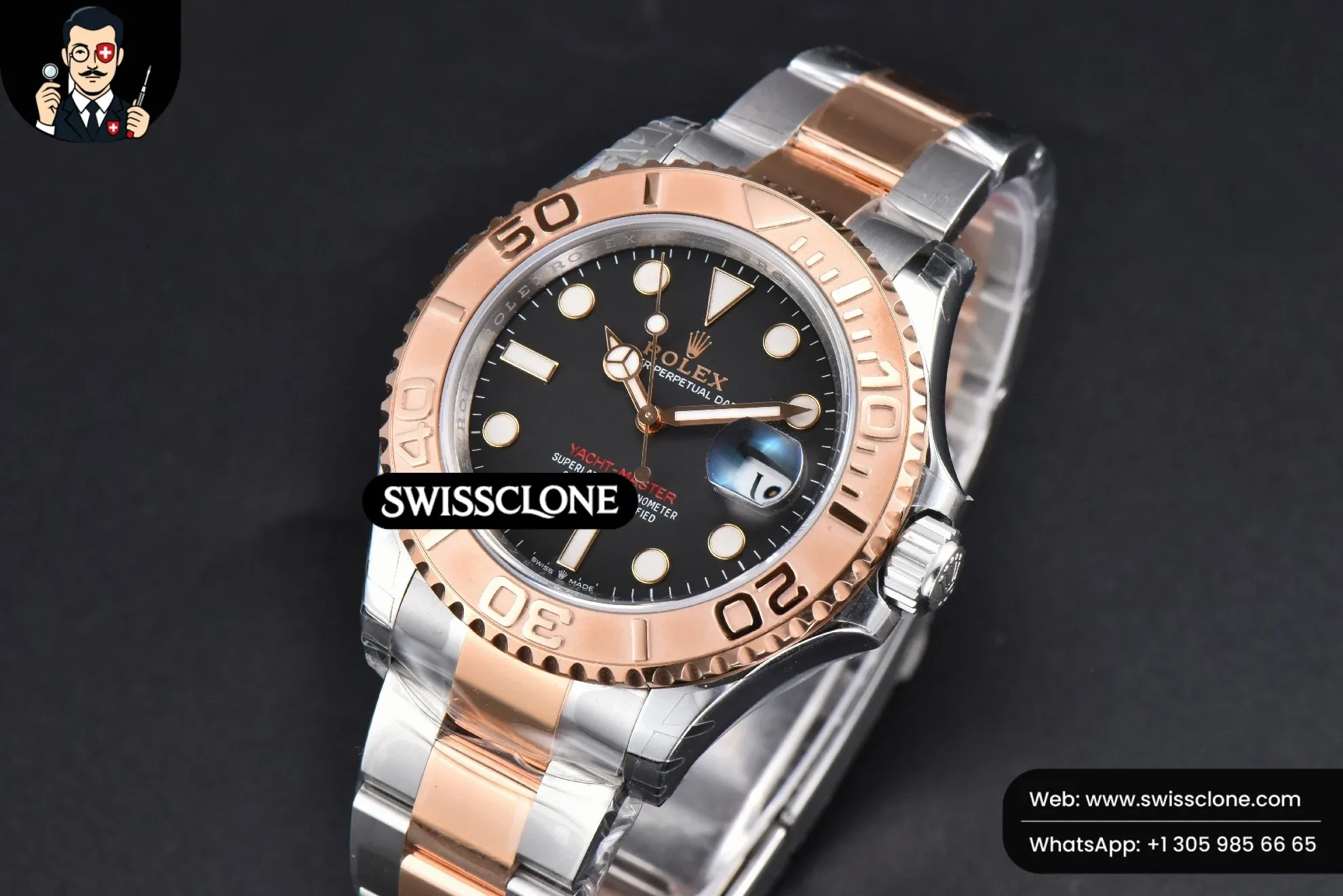 Rolex Yacht Master 126621 40mm RG/SS Black Dial RG/SS VS3235 1:1 Super Clone - Bezel & Case Profile