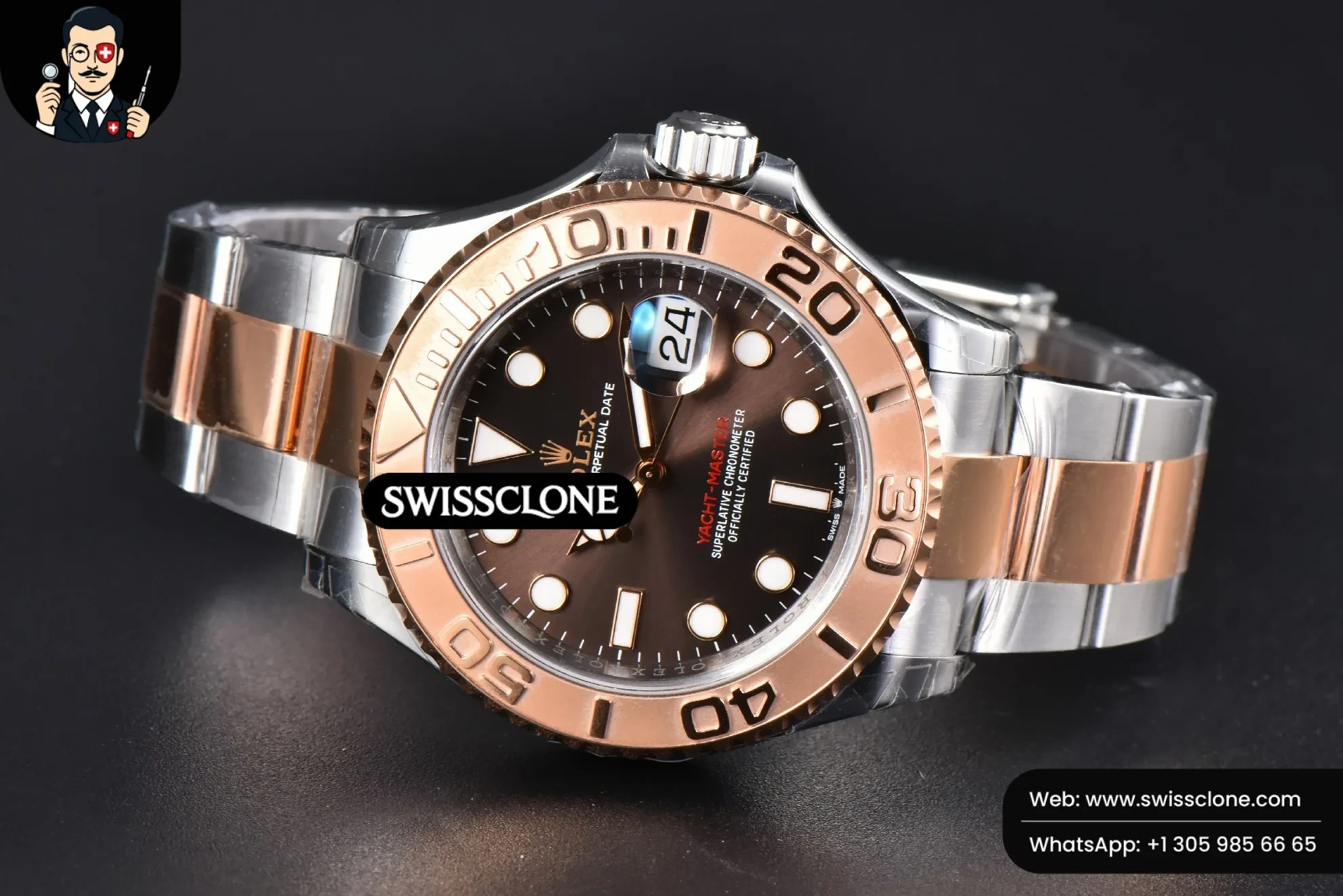 Rolex Yacht Master 126621 40mm RG/SS Brown Dial RG/SS VS3235 1:1 Super Clone - Bezel & Case Profile