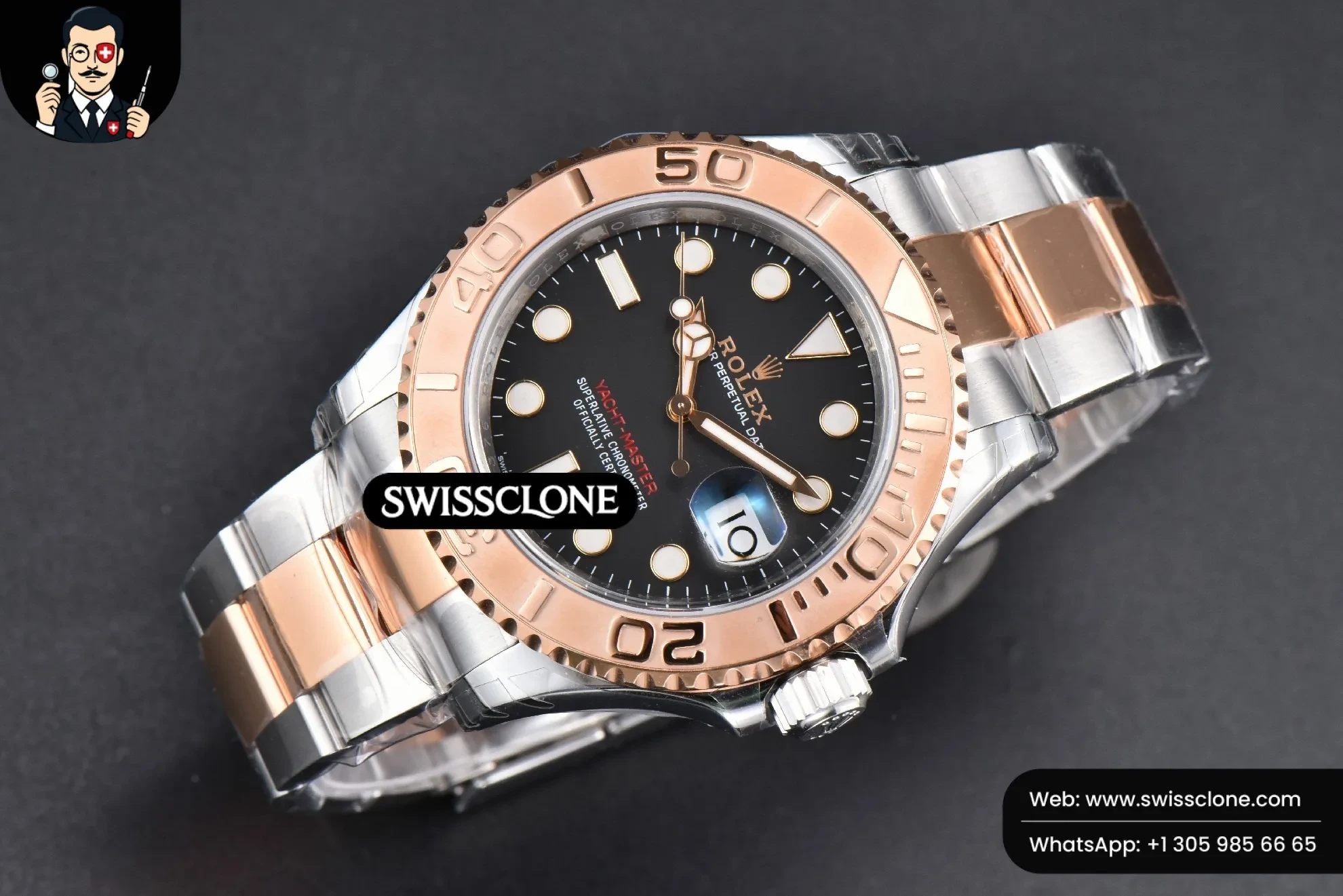 Rolex Yacht Master 126621 RG/SS 40mm Black Dial RG/SS VS3235 1:1 Super Clone - Bezel & Case Profile