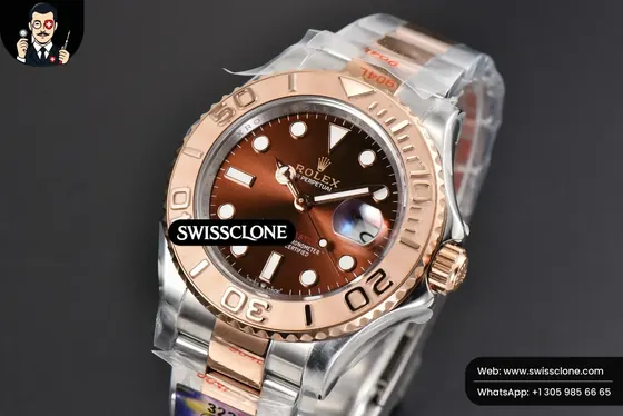 Rolex Yacht Master 126621 RG/SS 40mm CSF 904L Brown Dial RG/SS VR3235 1:1 Super Clone - Bezel & Case Profile