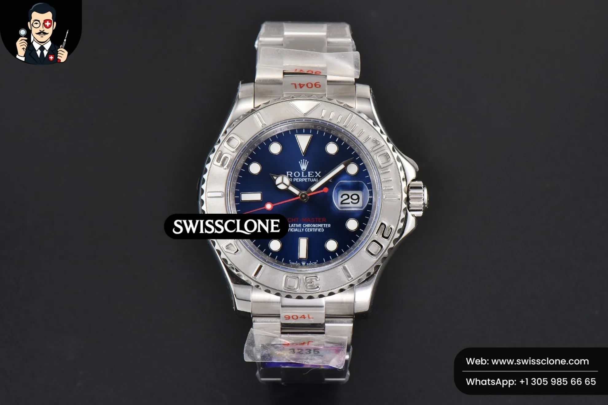 Rolex Yacht Master 126622 40mm CSF 904L Blue Dial VR3235 1:1 Super Clone - Dial Macro Close-Up