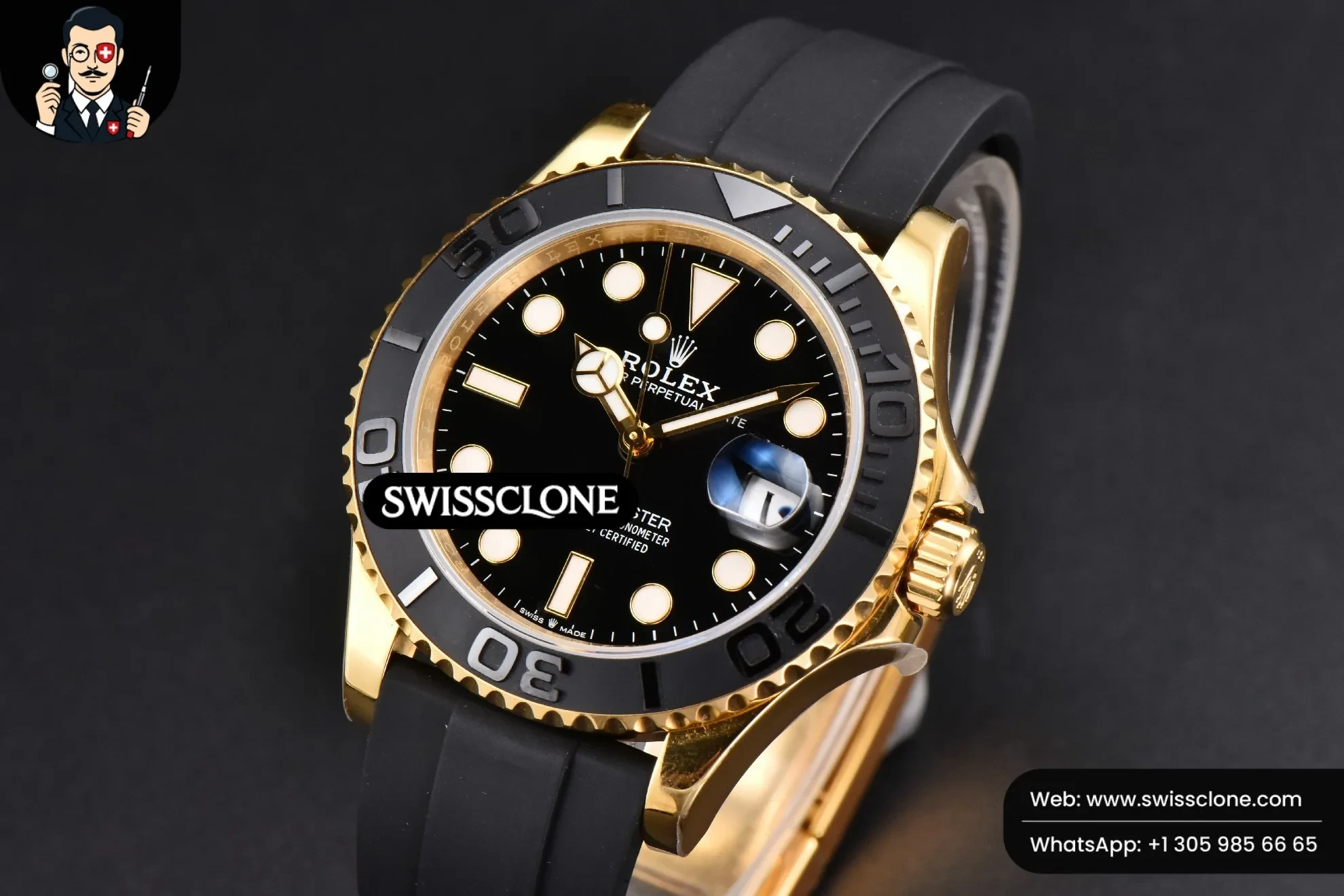 Rolex Yacht Master 226658 42mm King 3D Black Ceramic Oysterflex VR3235 1:1 Super Clone - Bezel & Case Profile