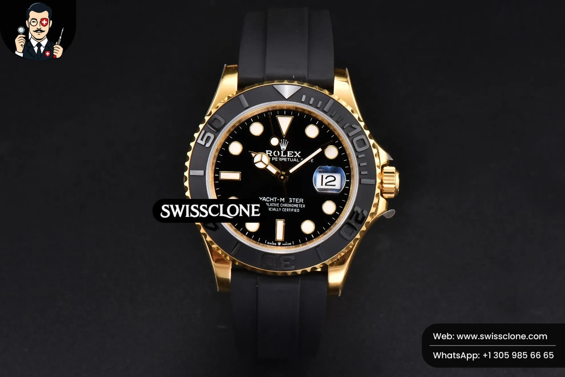 Rolex Yacht Master 226658 42mm King 3D Black Ceramic Oysterflex VR3235 1:1 Super Clone - Dial Macro Close-Up
