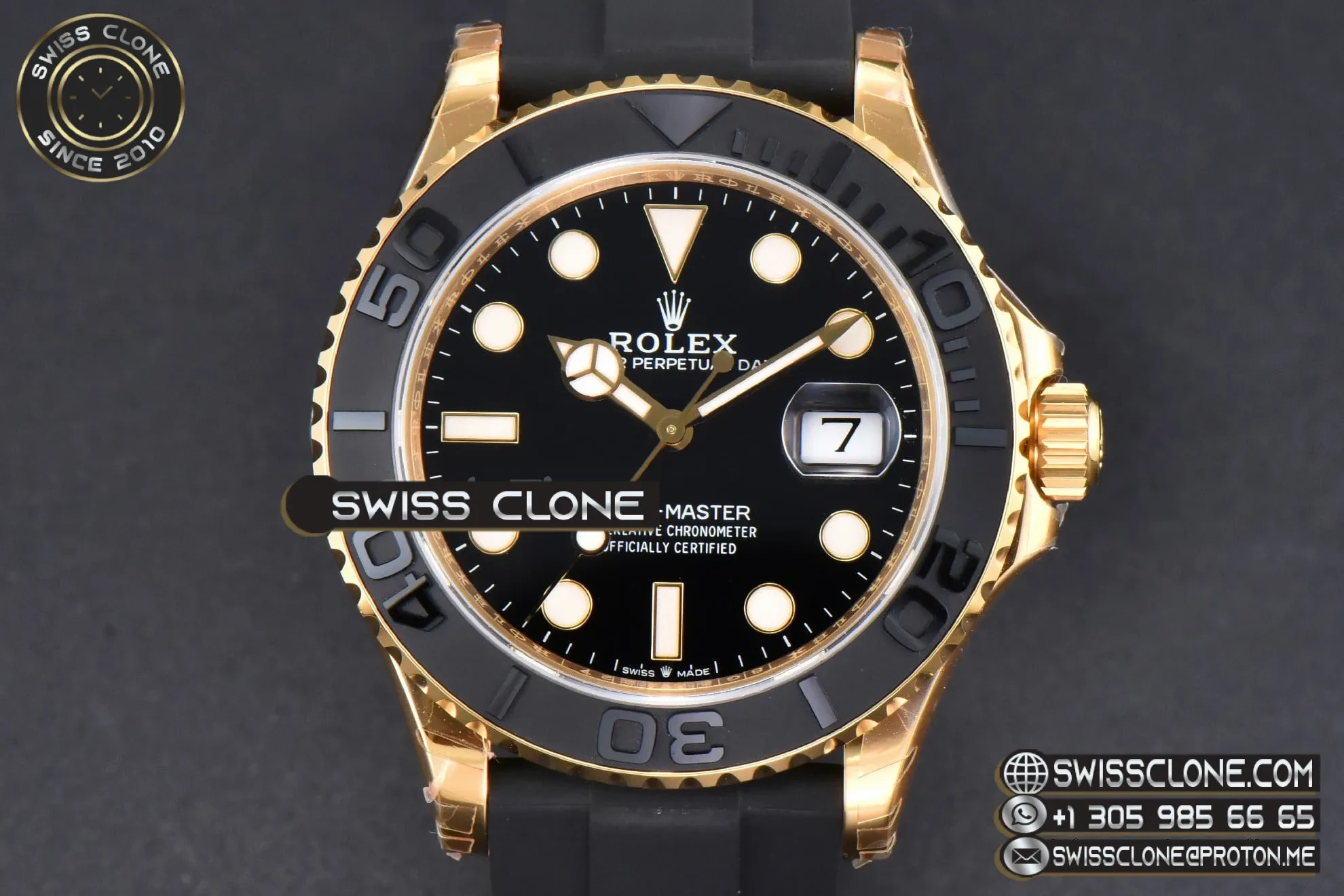 Rolex Yacht Master 226658 42mm YG VSF Ceramic Black Dial VS Factory 1:1 Super Clone - Dial Macro Close-Up