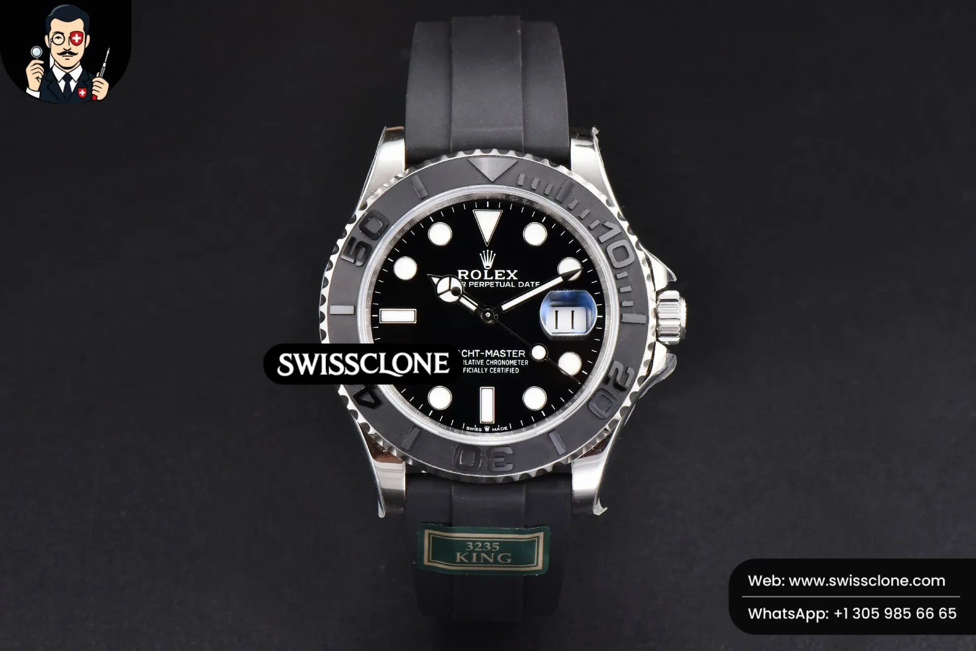 Rolex Yacht Master 226659 42mm King 3D Black Ceramic Oysterflex VR3235 1:1 Super Clone - Dial Macro Close-Up